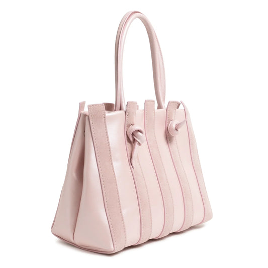 Stripes Medium Shopping Bag in Pink Nappa and Suede Leather