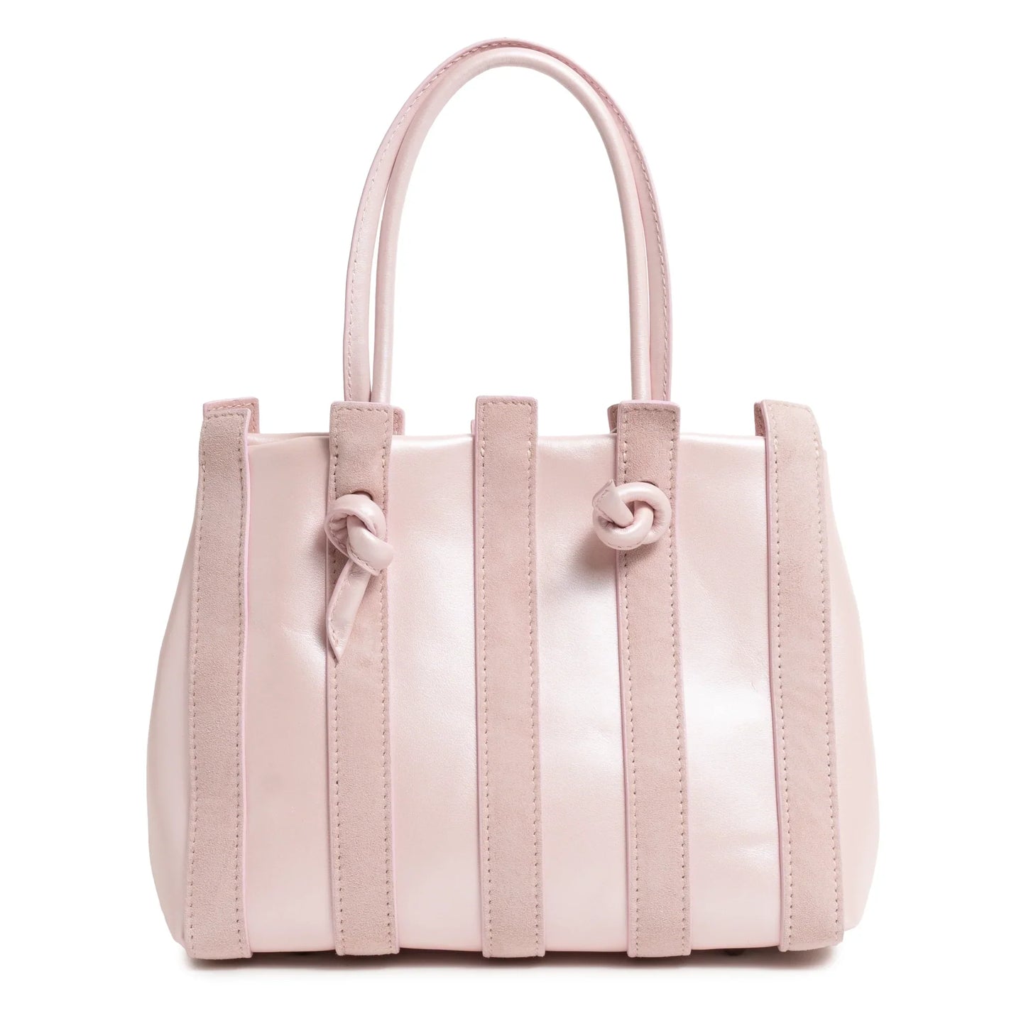 Stripes Medium Shopping Bag in Pink Nappa and Suede Leather