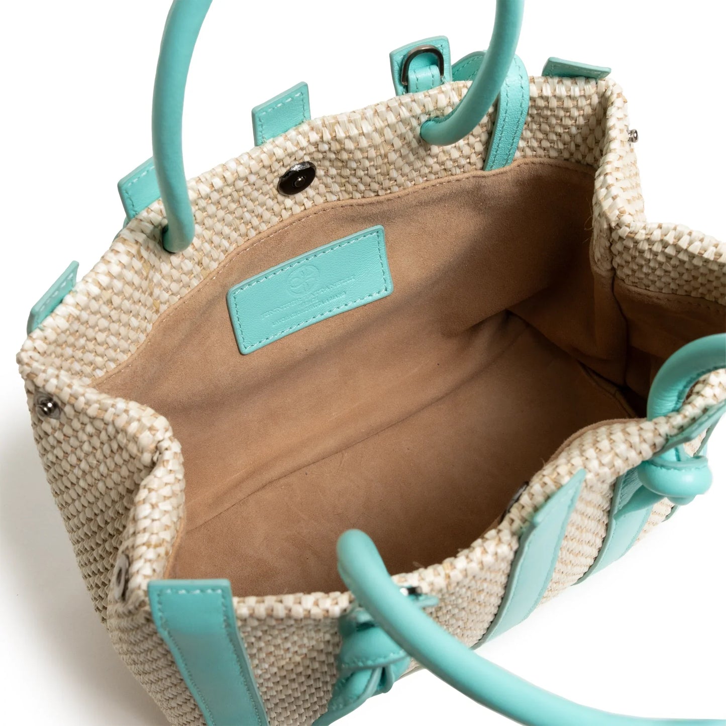 Stripes Canvas and Leather Medium Shopping Bag in Nappa Twinkletif