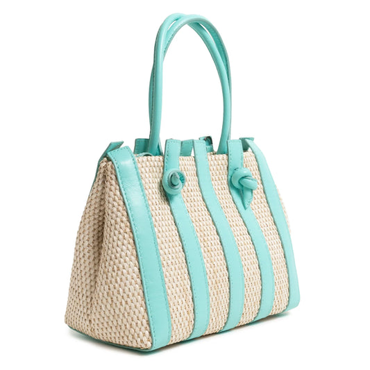 Stripes Canvas and Leather Medium Shopping Bag in Nappa Twinkletif