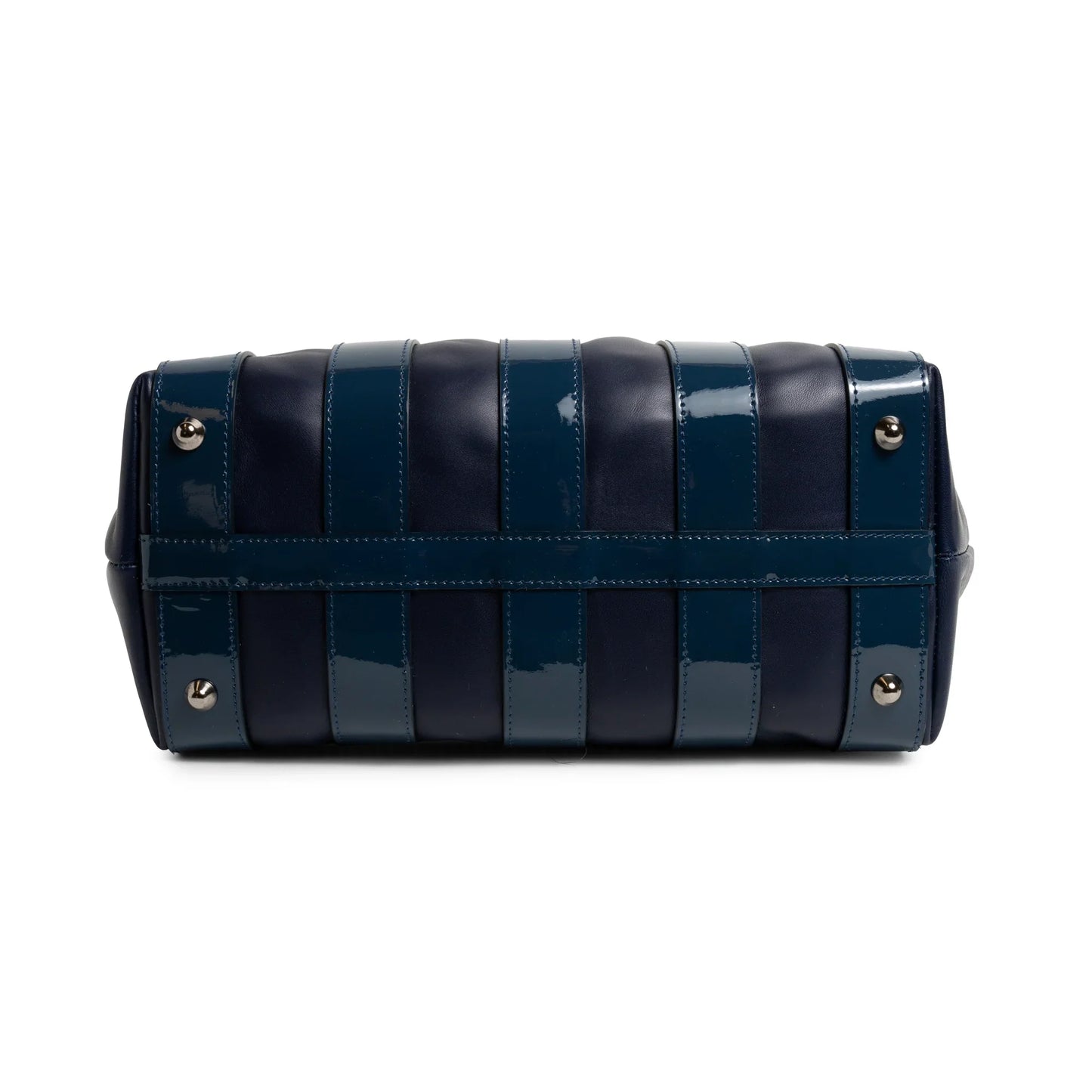 Stripes Large Shopping Bag in Carta da Zucchero Nappa and Patent Leather