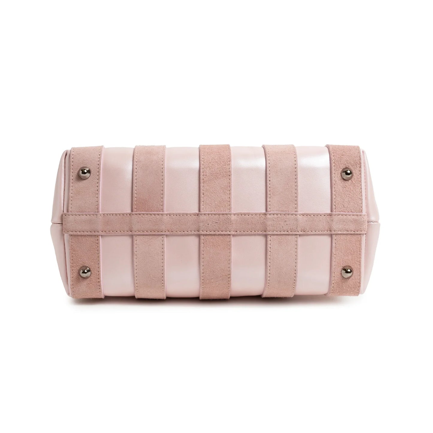 Stripes Large Shopping Bag in Pink Nappa and Suede Leather