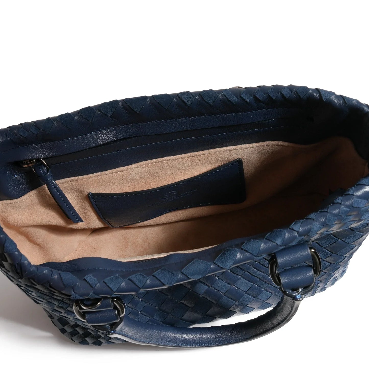 Women Mini Top Handle Madison Bag in Carta da Zucchero Nappa and Suede Leather