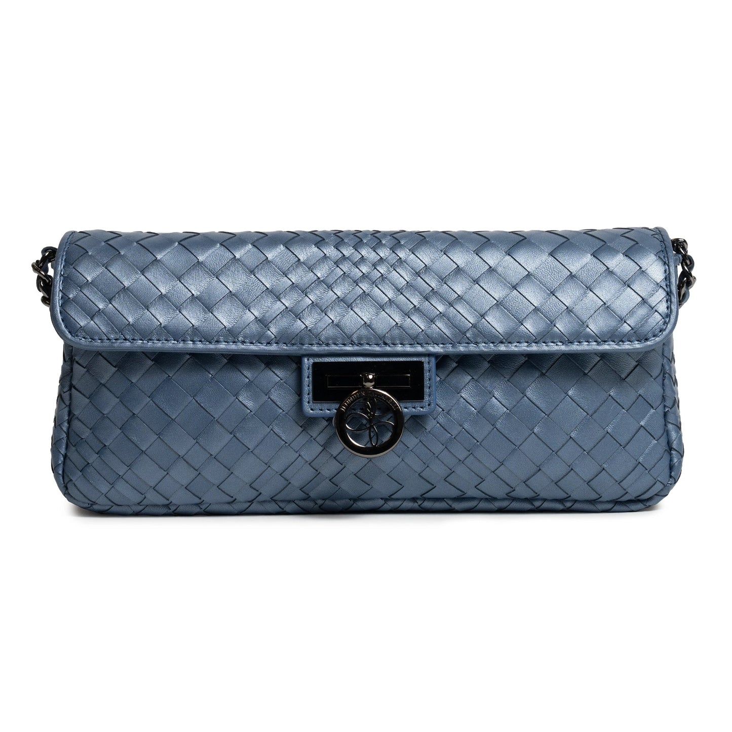 Long Chicca Women Intrecciato Leather Bag in Softy Baltico