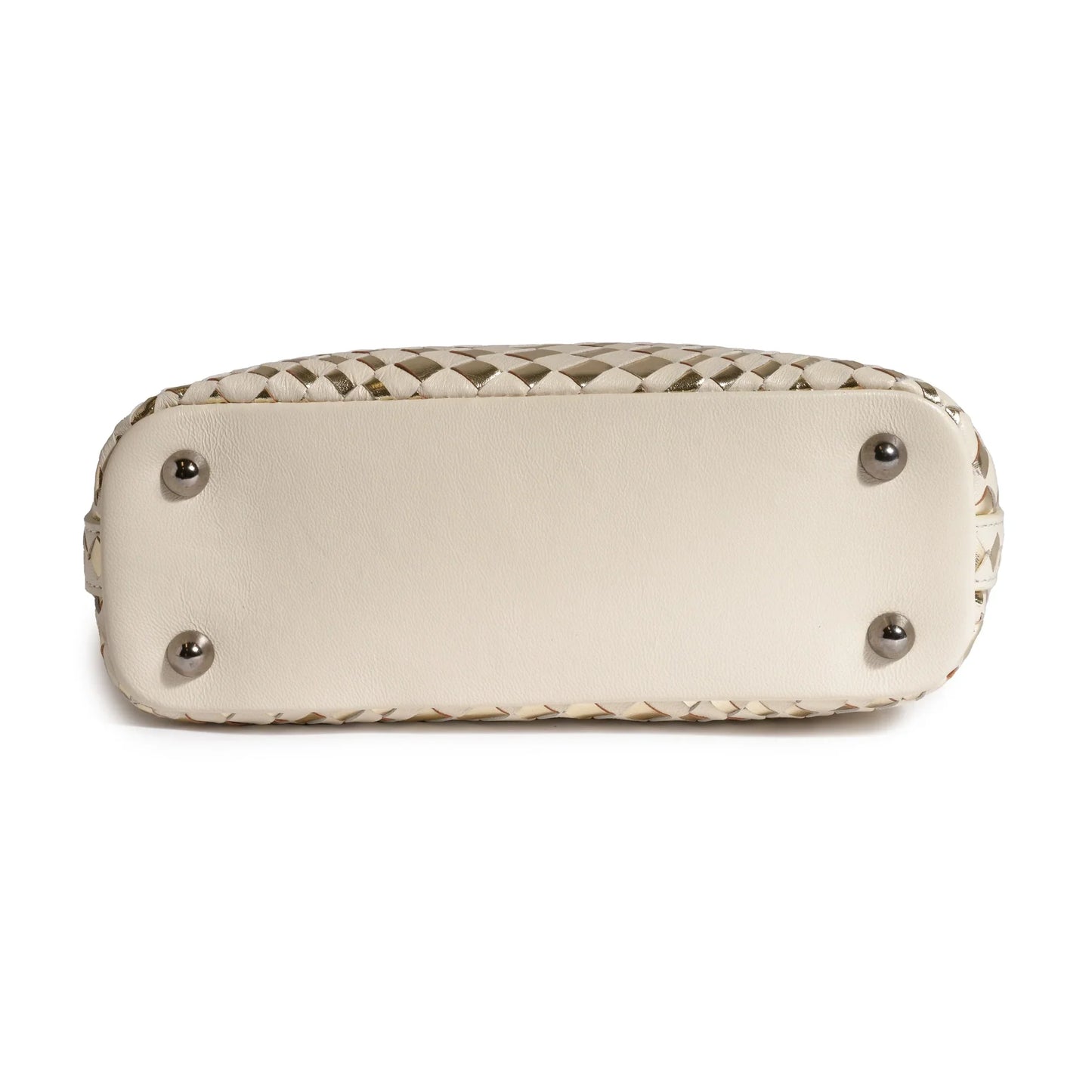 Women Mini Top Handle Madison Leather Bag in Nappa Ivory and Platinum