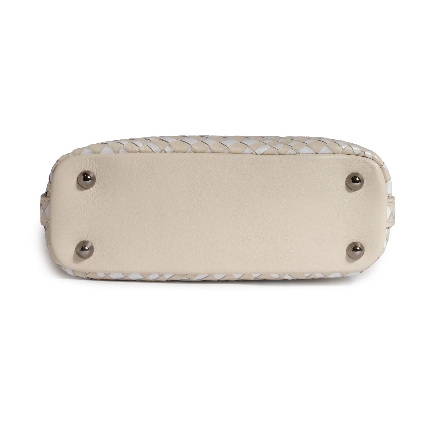 Women Mini Top Handle Madison Leather Bag in Nappa Ivory and Pearlized White