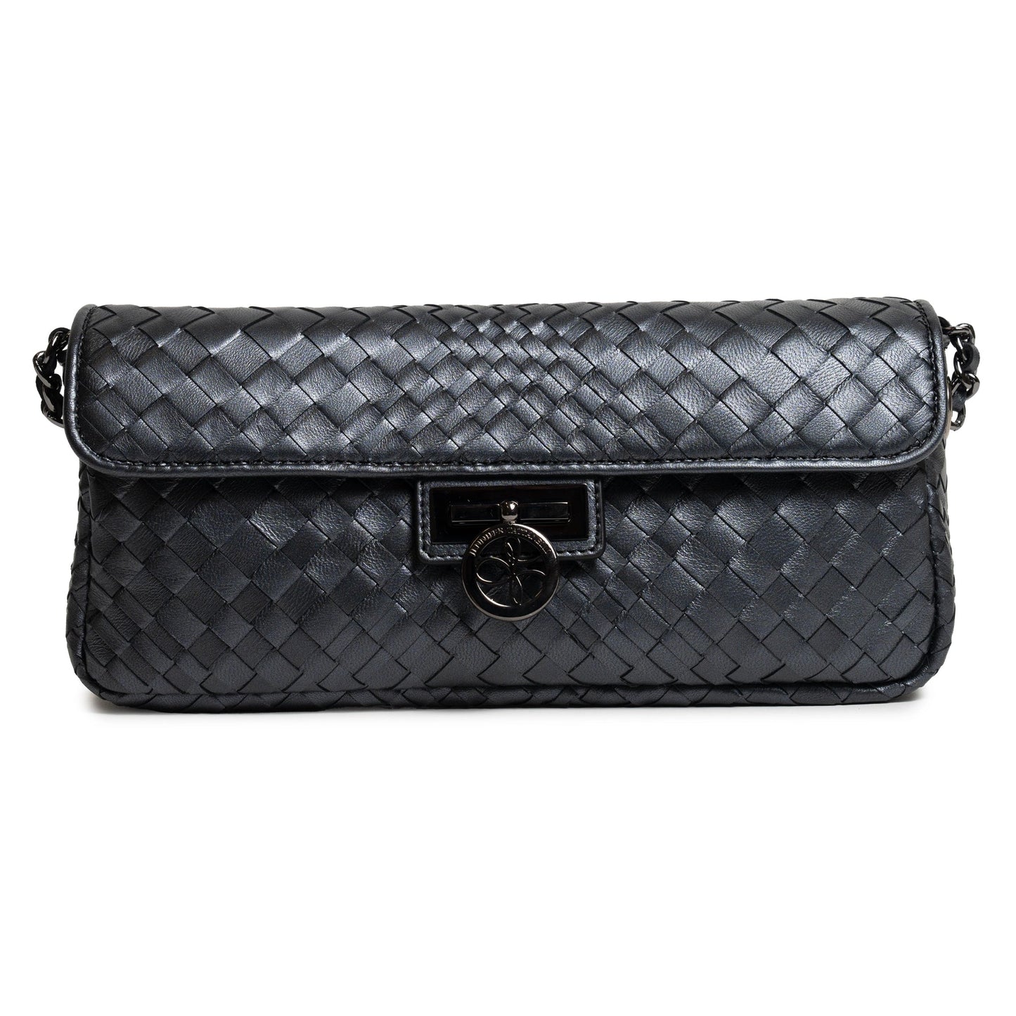 Long Chicca Women Intrecciato Leather Bag in Softy Black