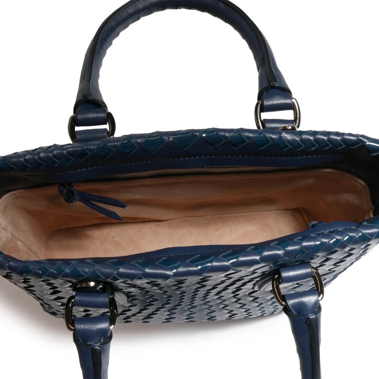 Women Mini Top Handle Madison Bag in Carta da Zucchero Nappa and Patent Leather