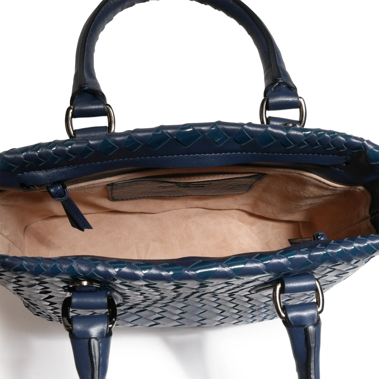Women Mini Top Handle Madison Bag in Carta da Zucchero Nappa and Patent Leather