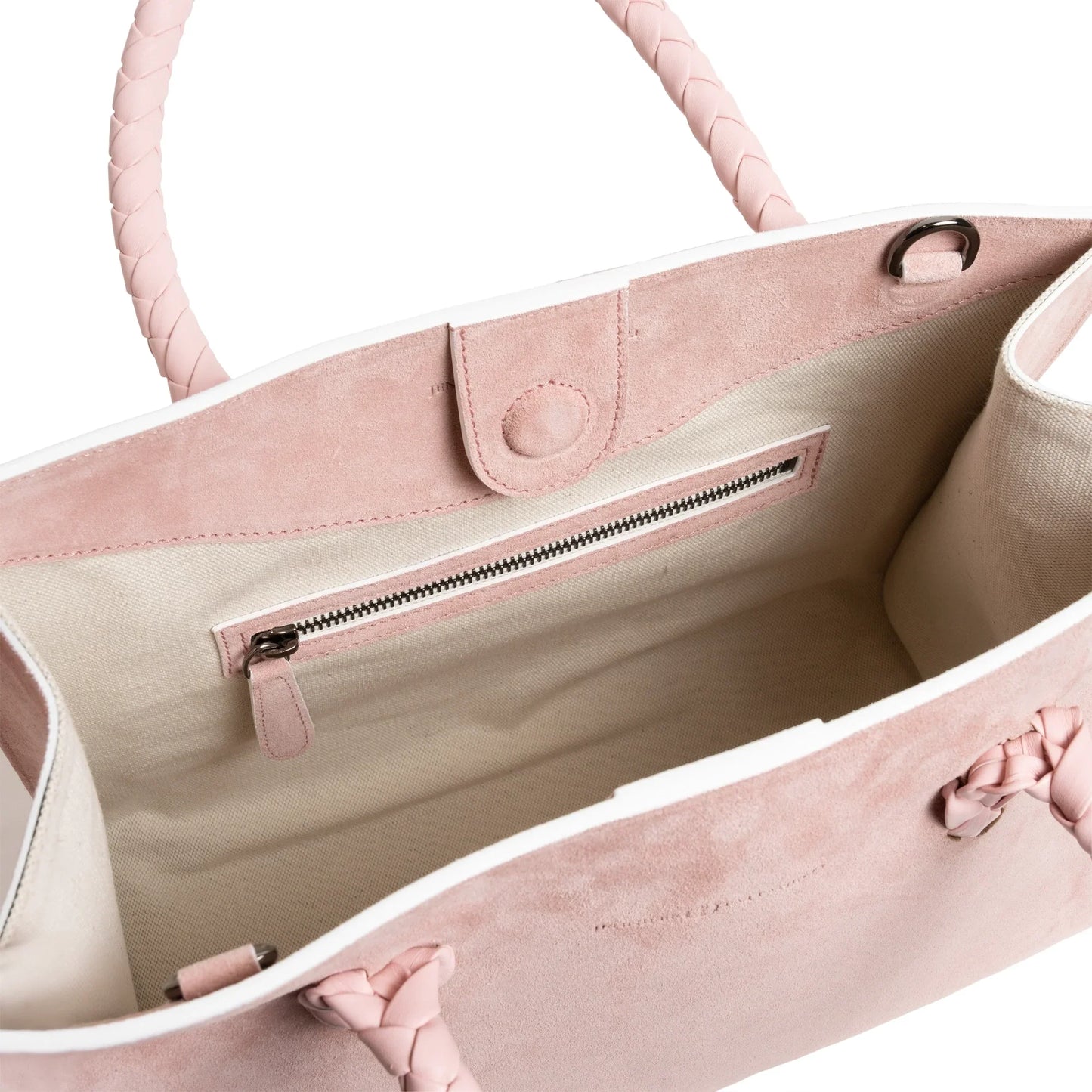 Twist Large Leather Suede Tote in Pink