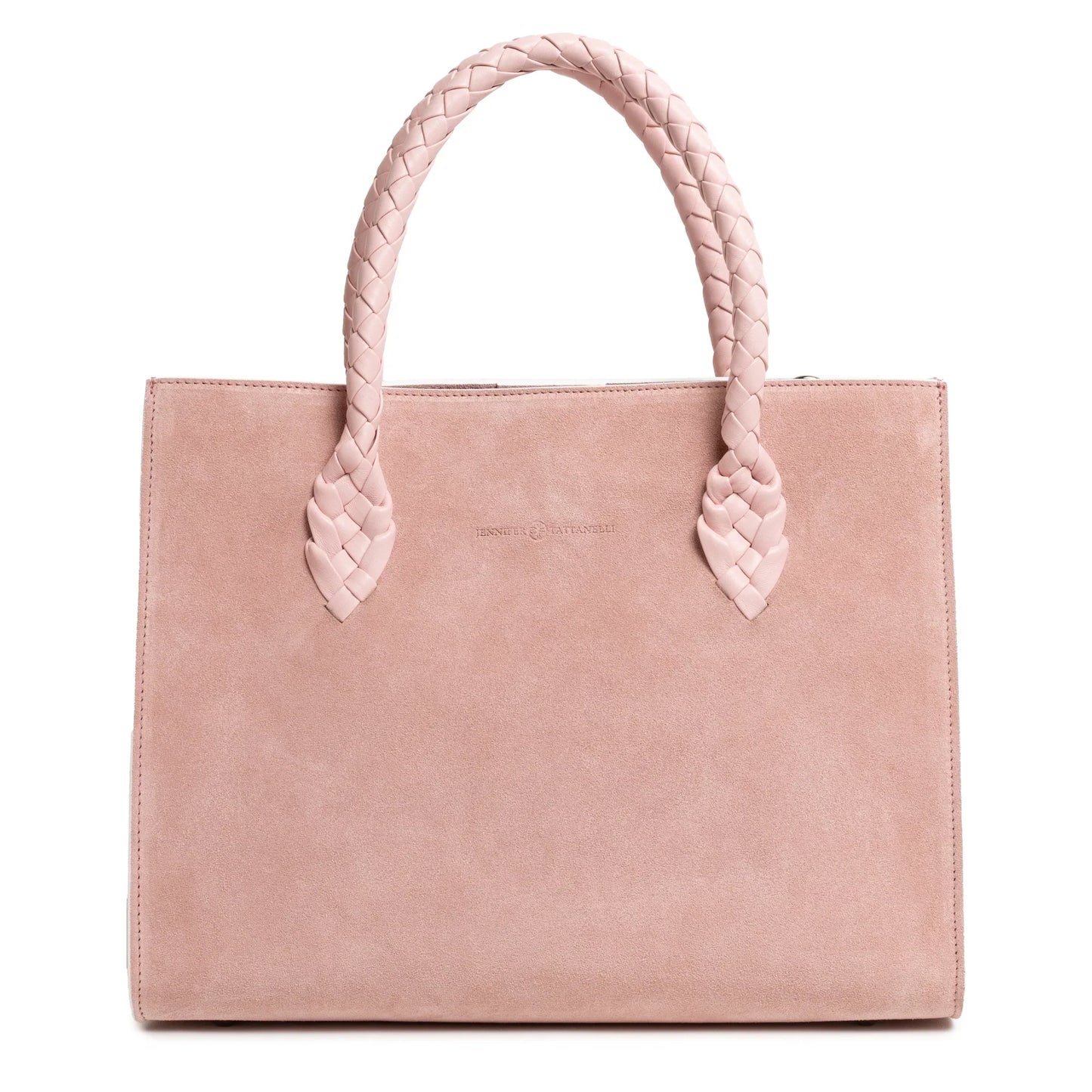 Twist Large Leather Suede Tote in Pink