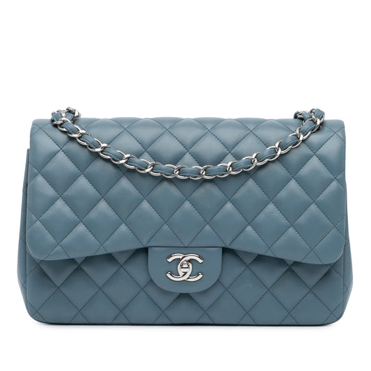 Chanel Jumbo Classic Lambskin Double Flap Blue
