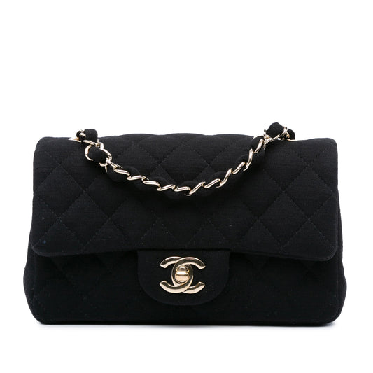 Chanel Mini Rectangular Classic Jersey Single Flap Black