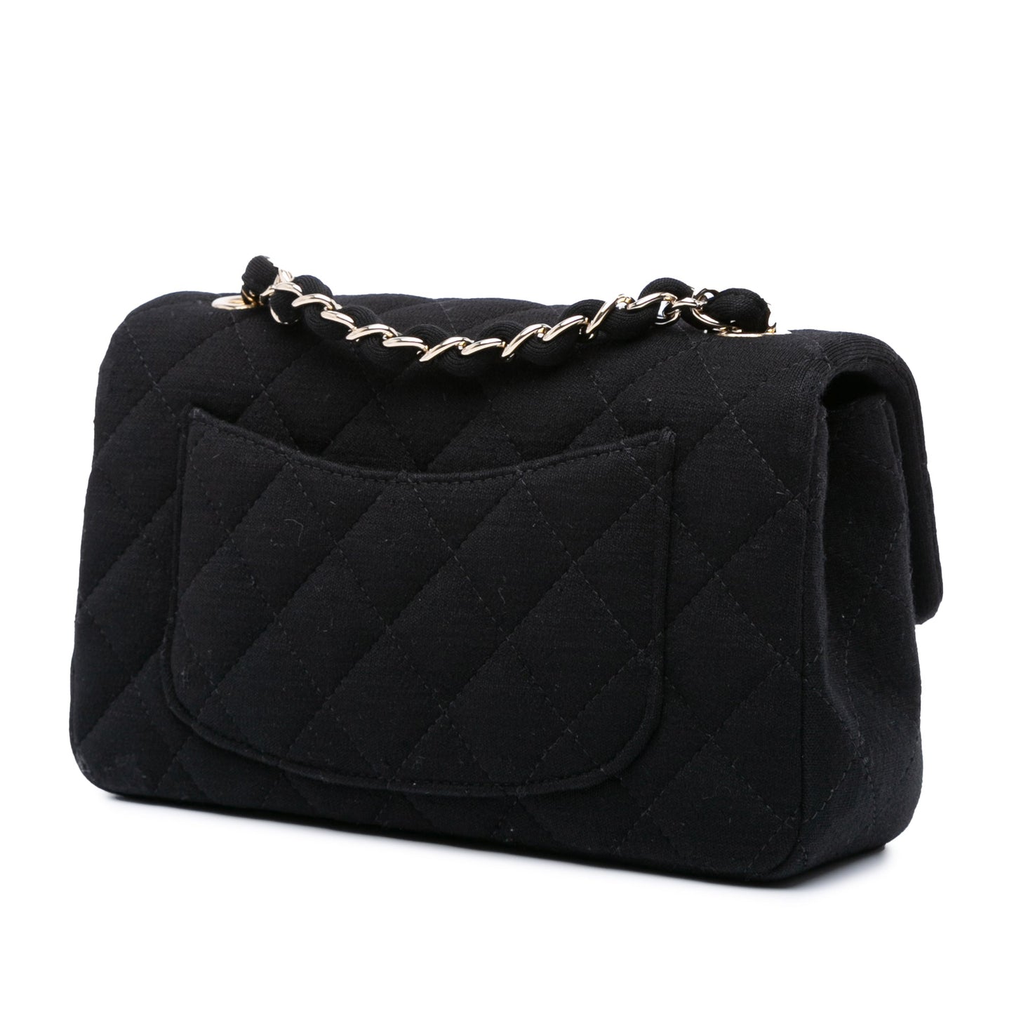 Chanel Mini Rectangular Classic Jersey Single Flap Black