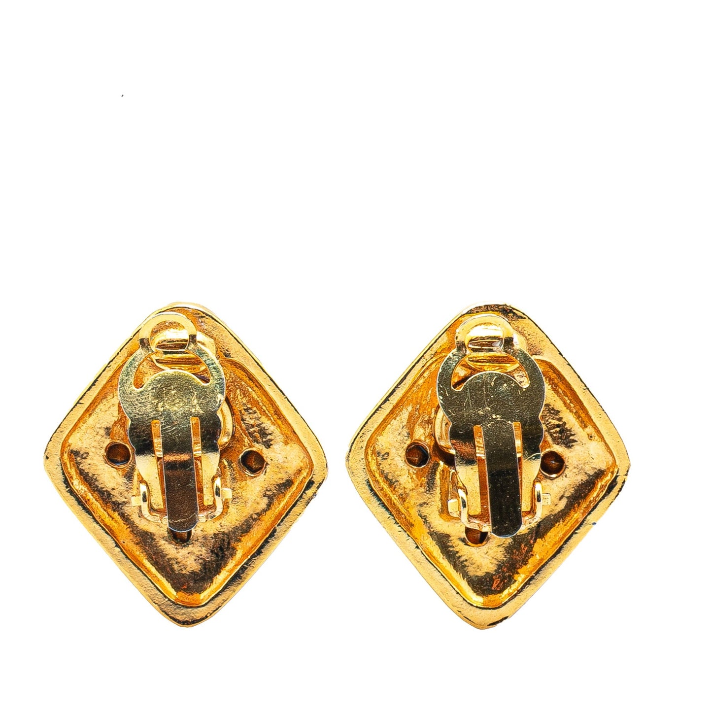 Chanel Gold Plated Diamond Crystal Clip on Earrings Gold