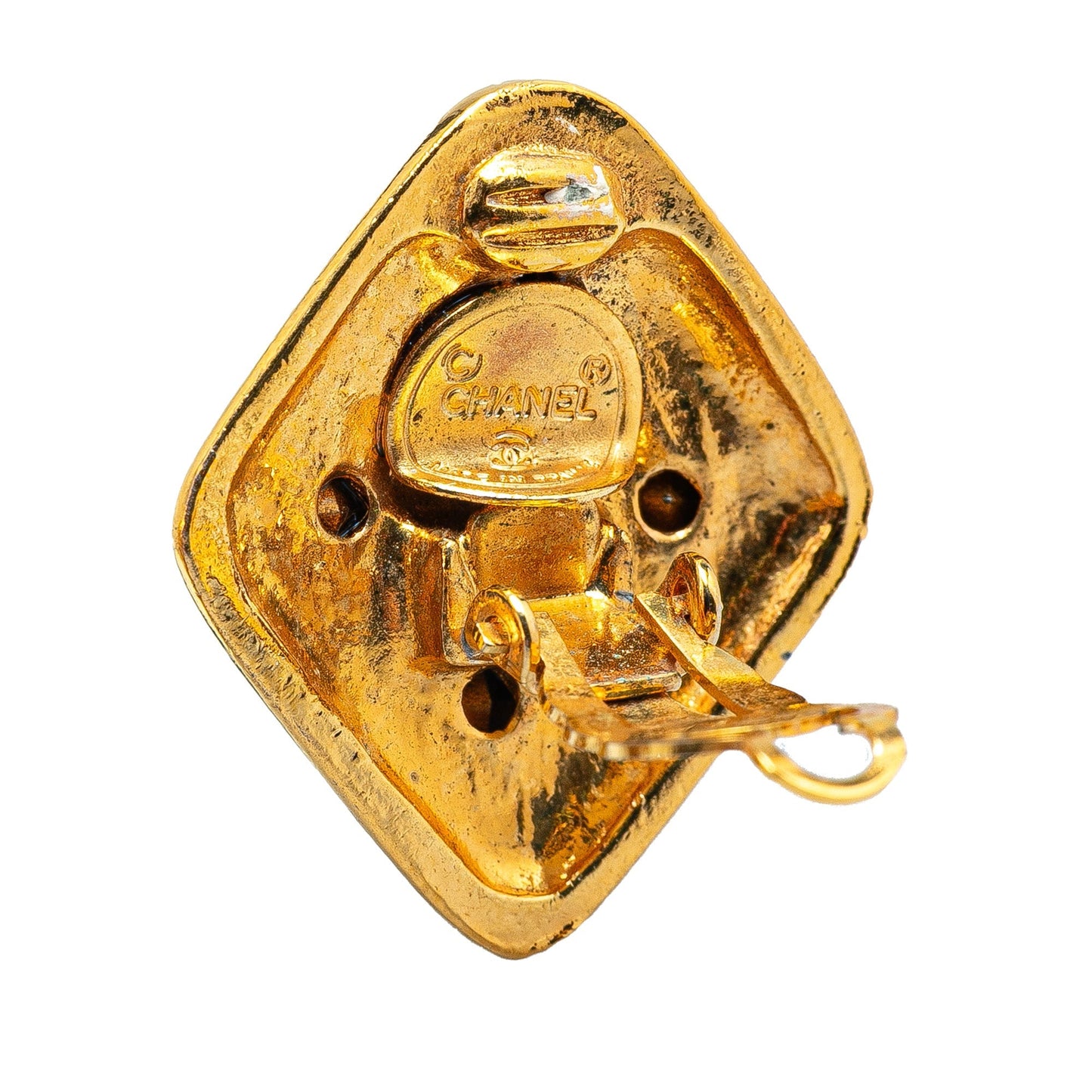 Chanel Gold Plated Diamond Crystal Clip on Earrings Gold