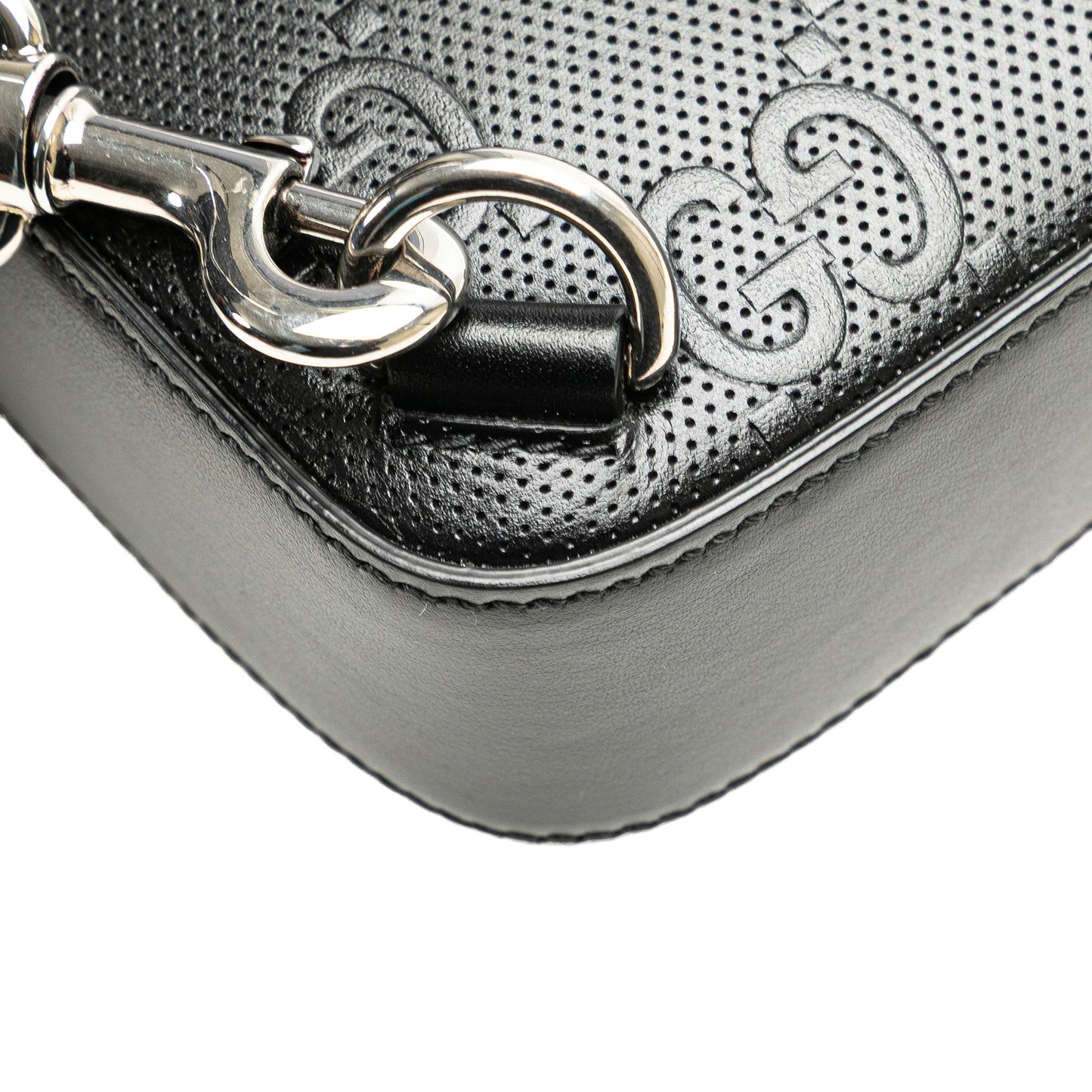 Gucci Jumbo GG Embossed Leather Sling Bag Black