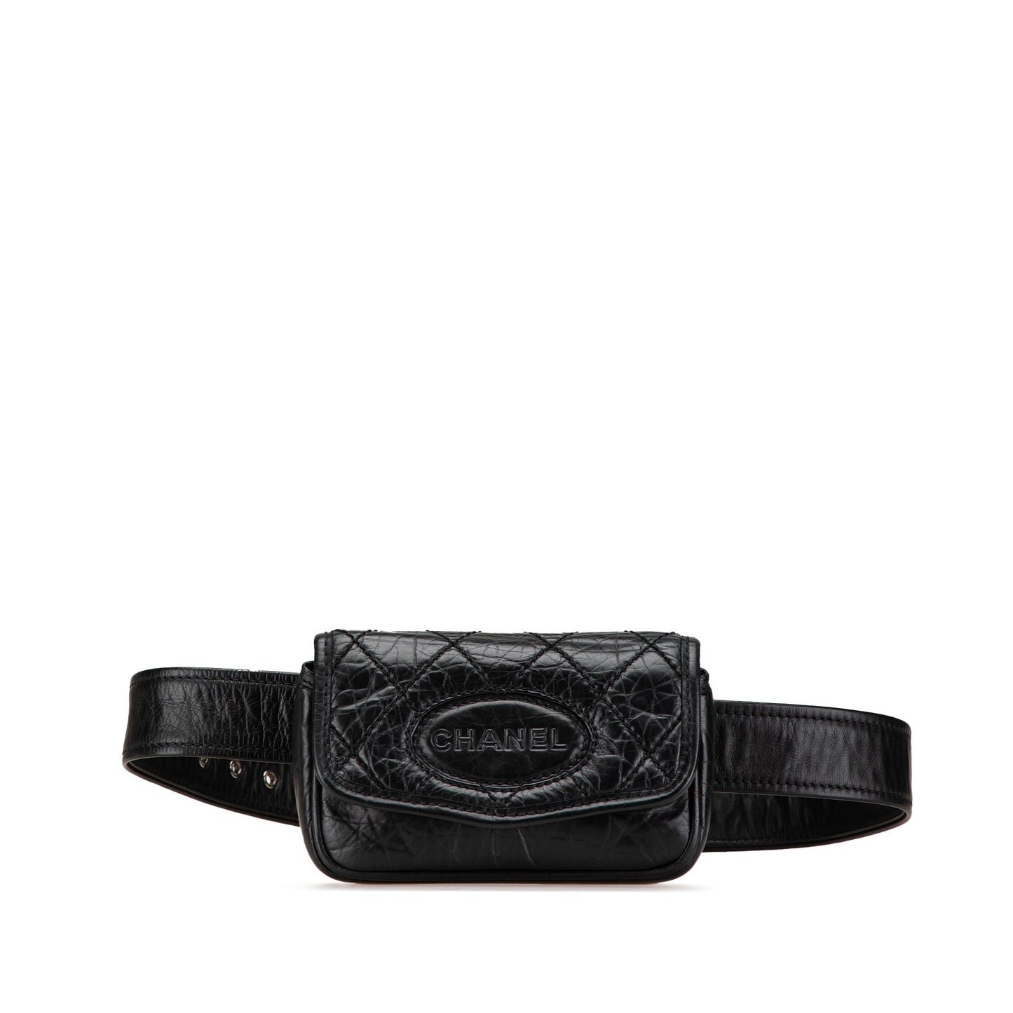 Chanel CC Aged Calfskin Logo Flap Belt Bag Black