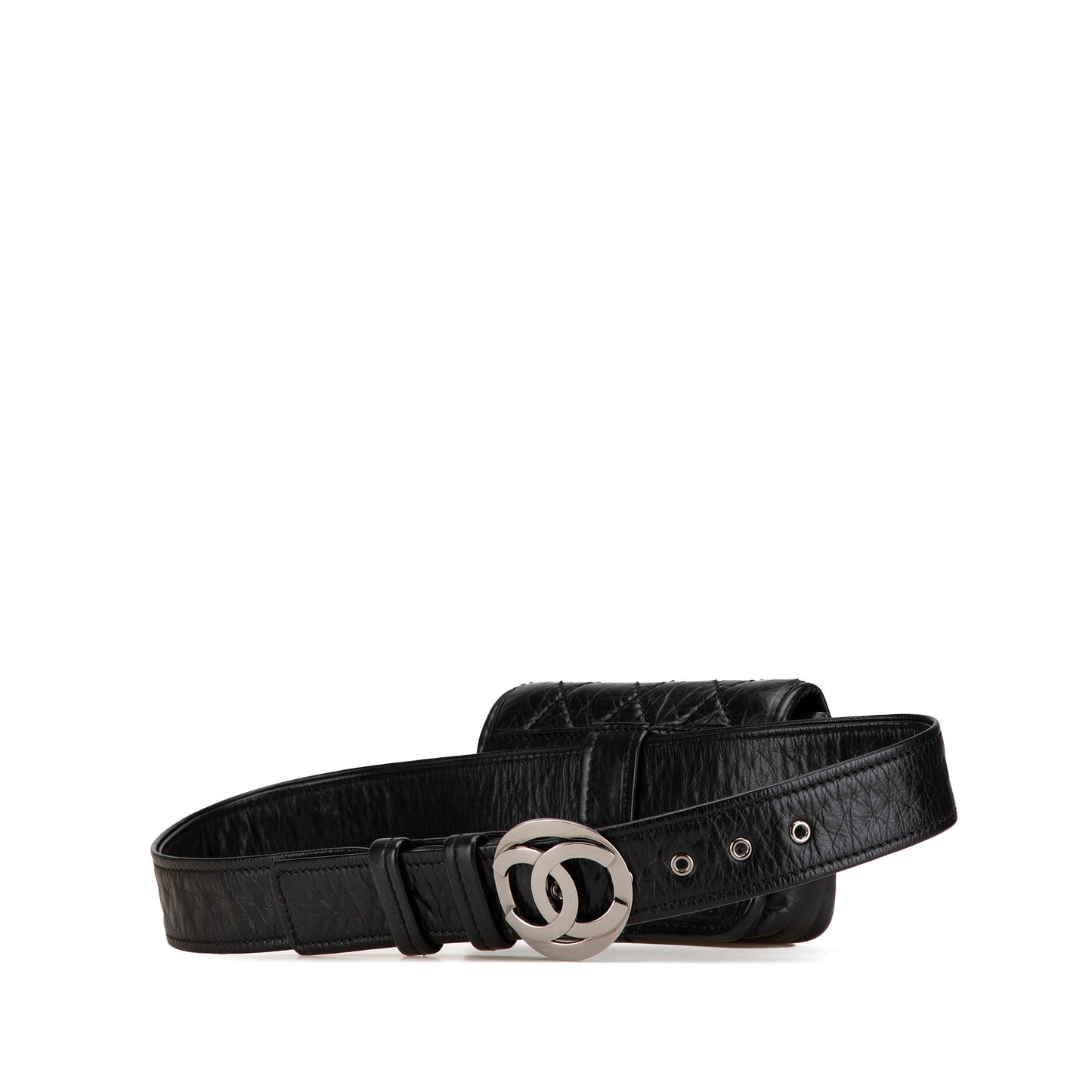 Chanel CC Aged Calfskin Logo Flap Belt Bag Black