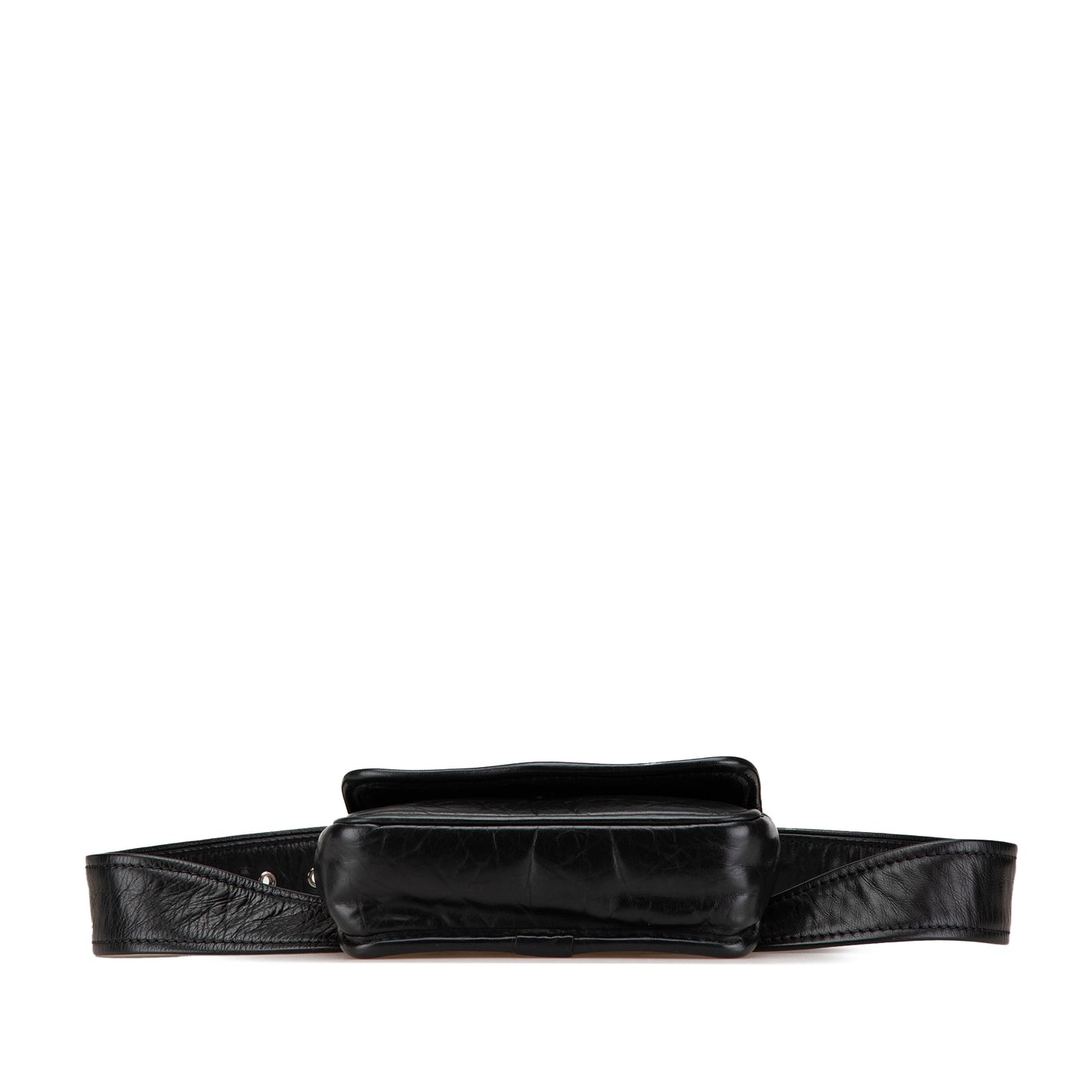 Chanel CC Aged Calfskin Logo Flap Belt Bag Black