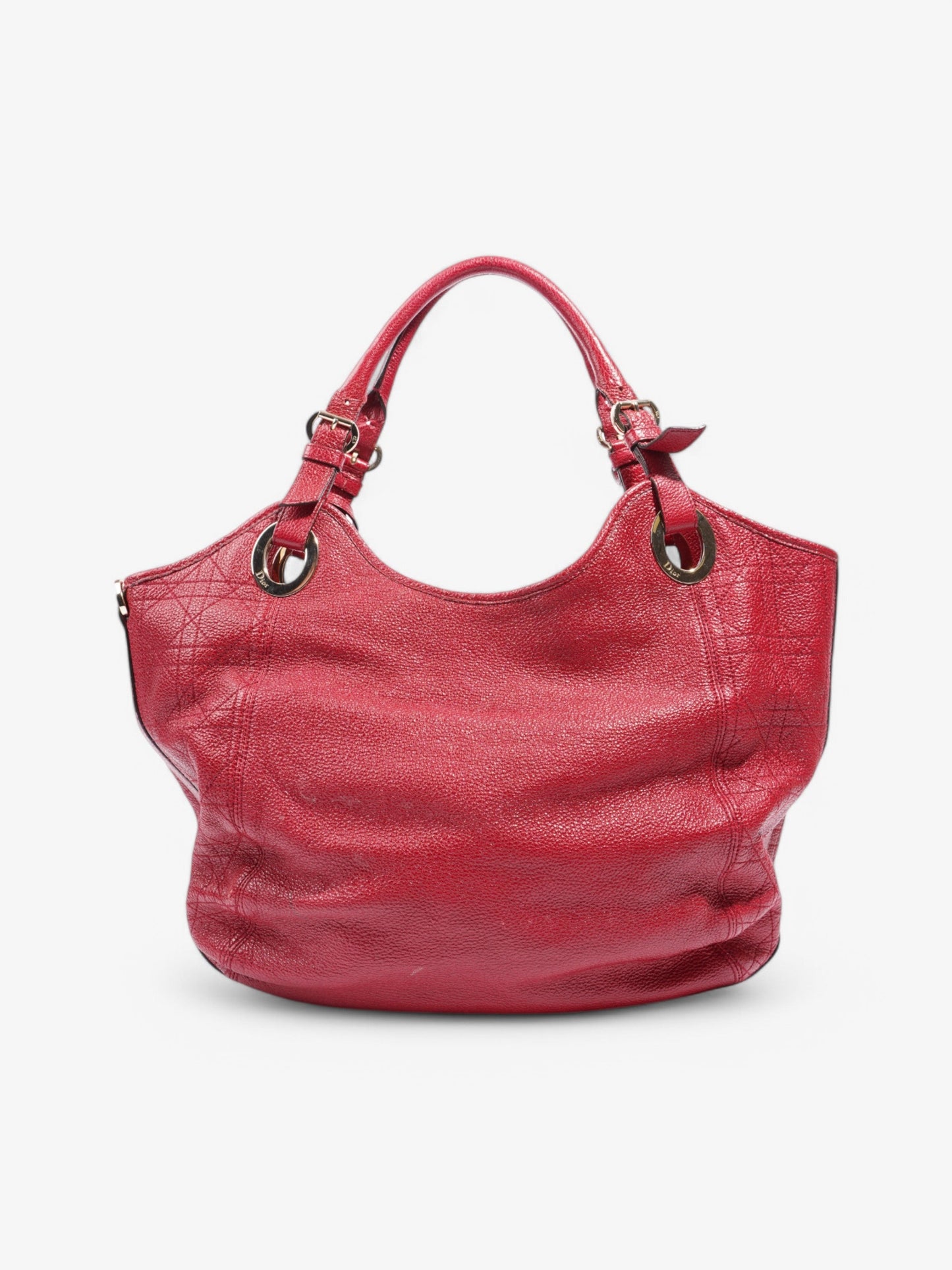 Christian Dior Cannage Bee Tote Red Leather