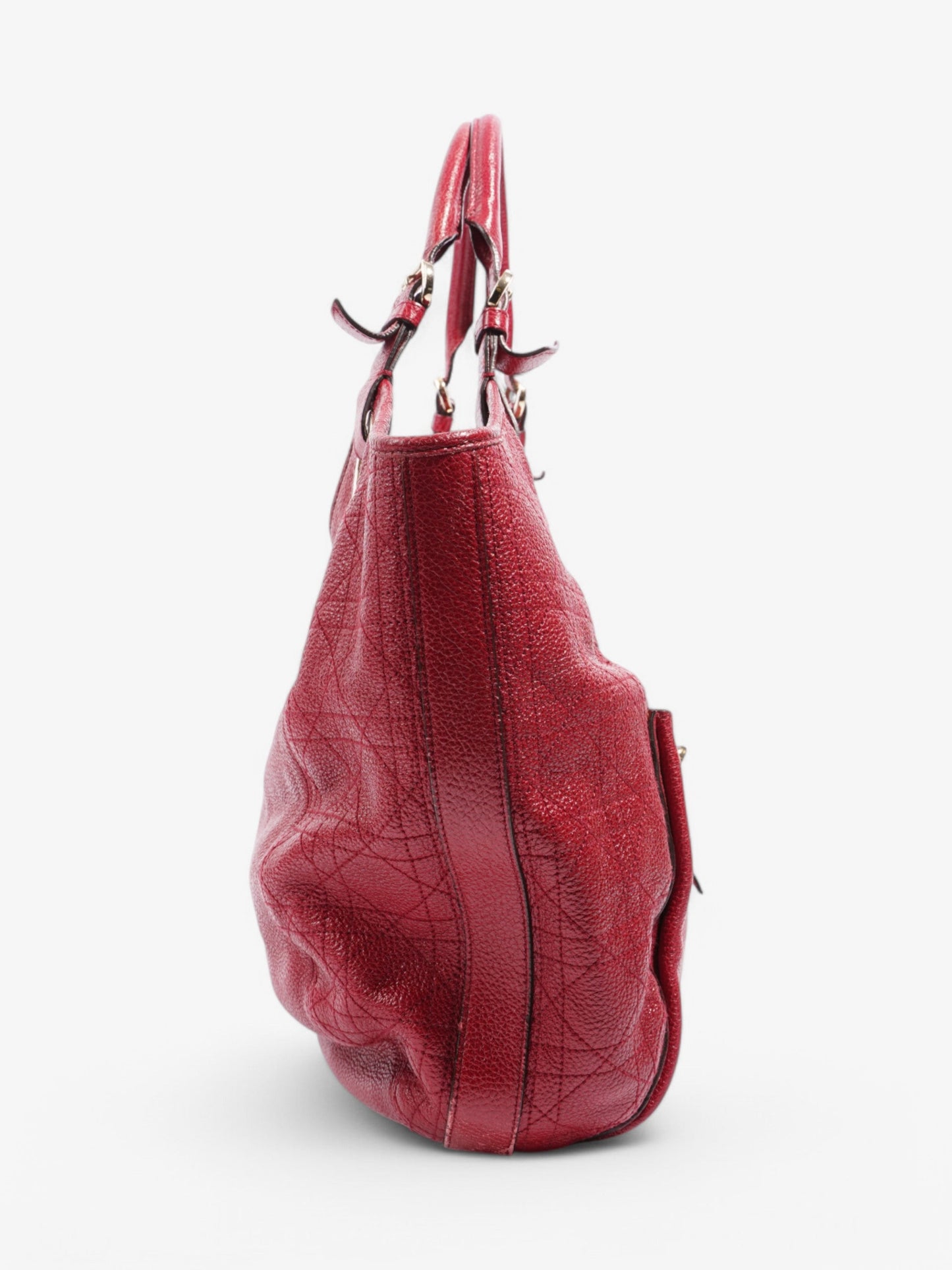 Christian Dior Cannage Bee Tote Red Leather