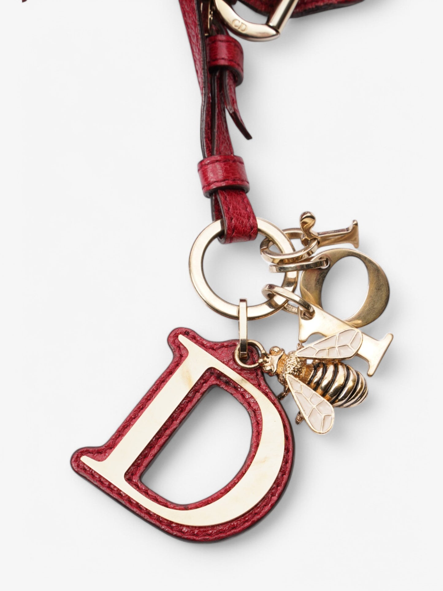 Christian Dior Cannage Bee Tote Red Leather