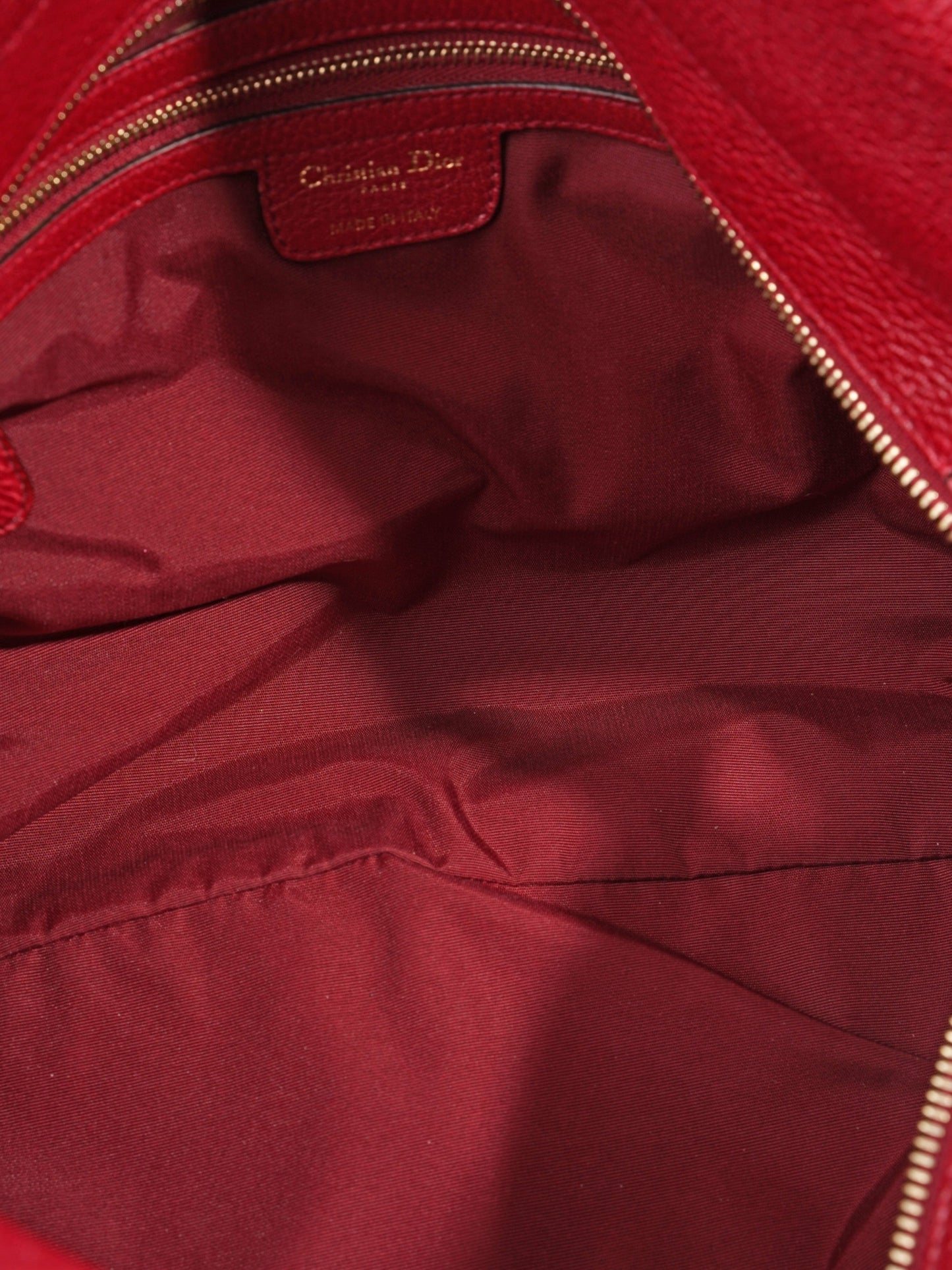 Christian Dior Cannage Bee Tote Red Leather