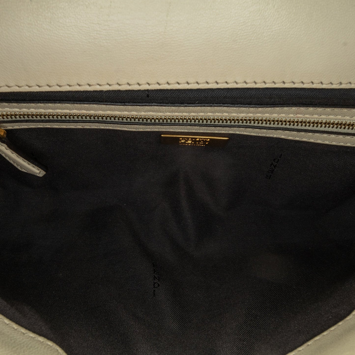 Fendi Bicolor Leather Chain Baguette White