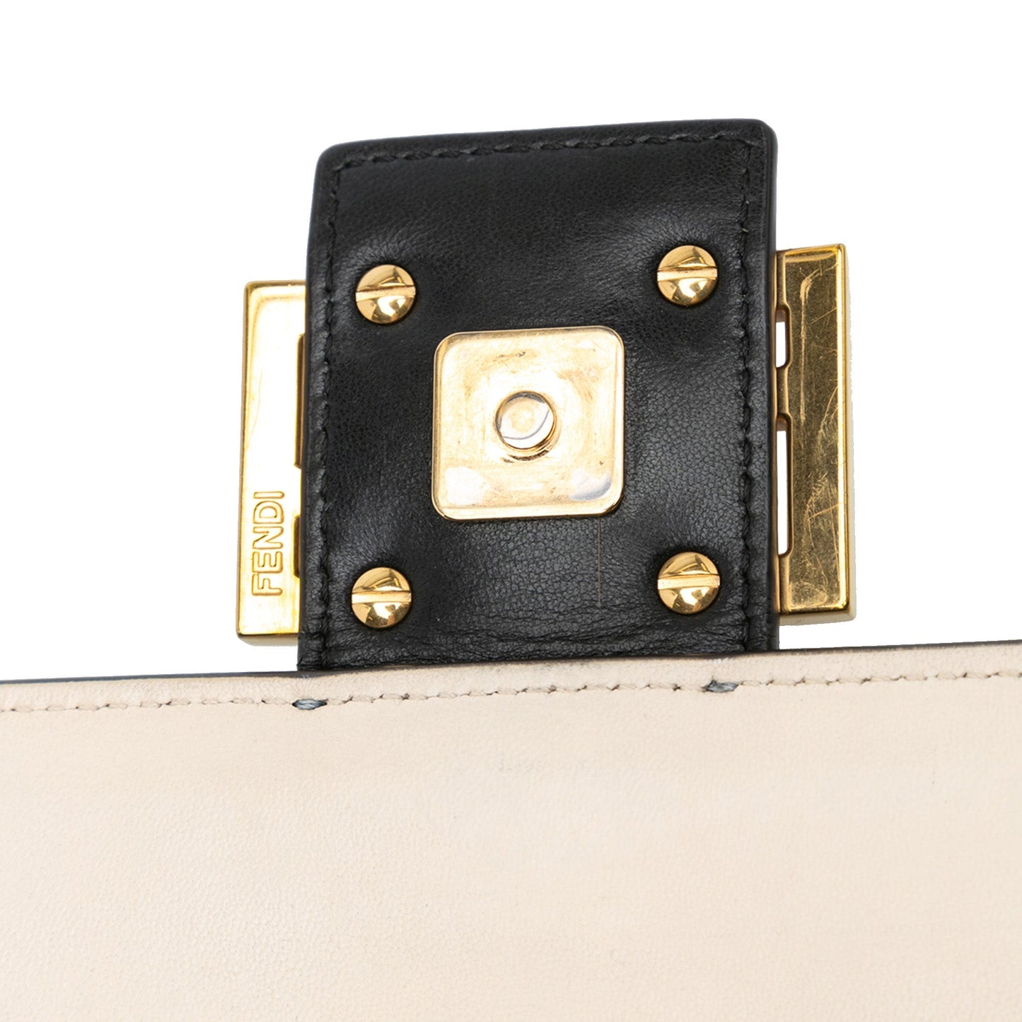 Fendi Bicolor Leather Chain Baguette White
