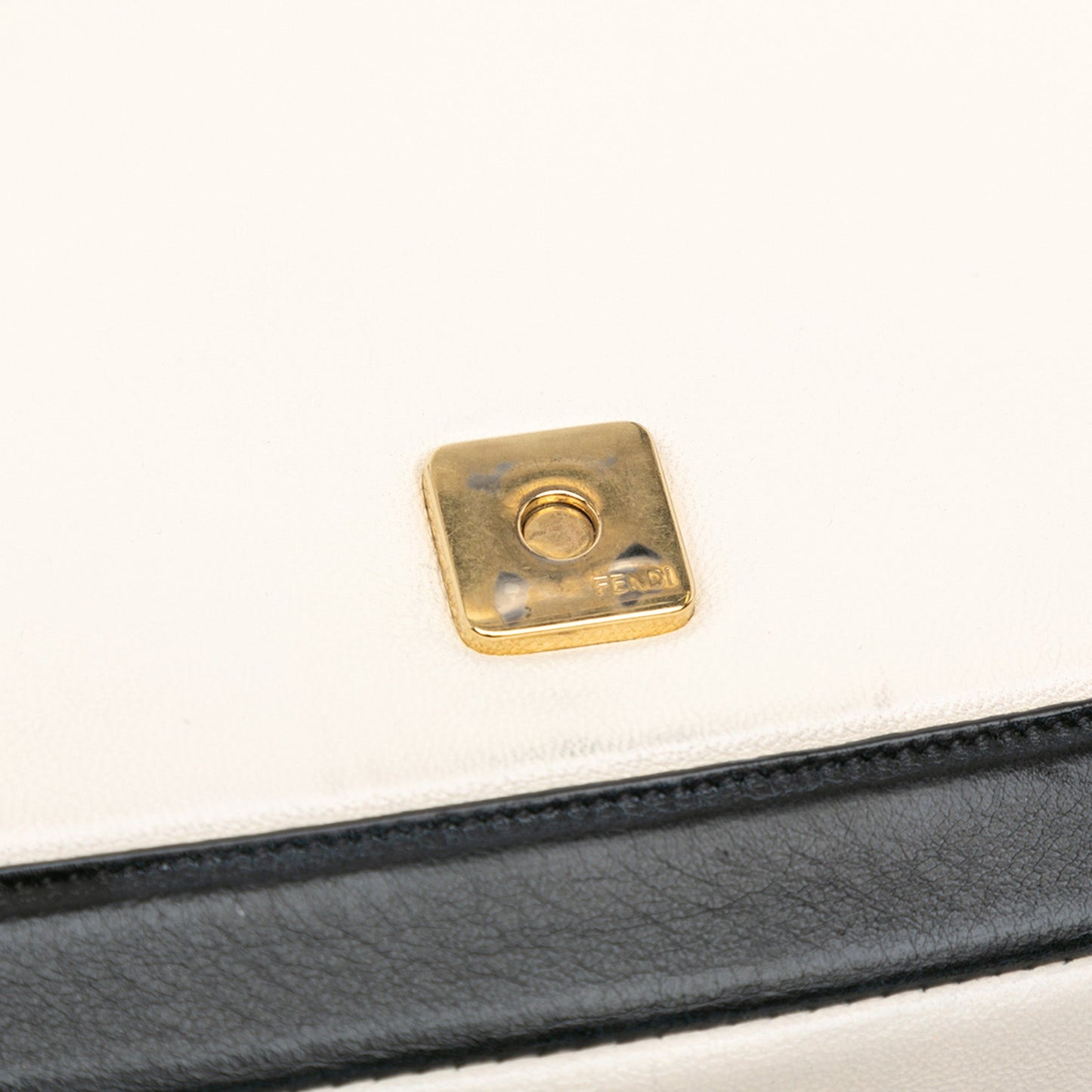 Fendi Bicolor Leather Chain Baguette White