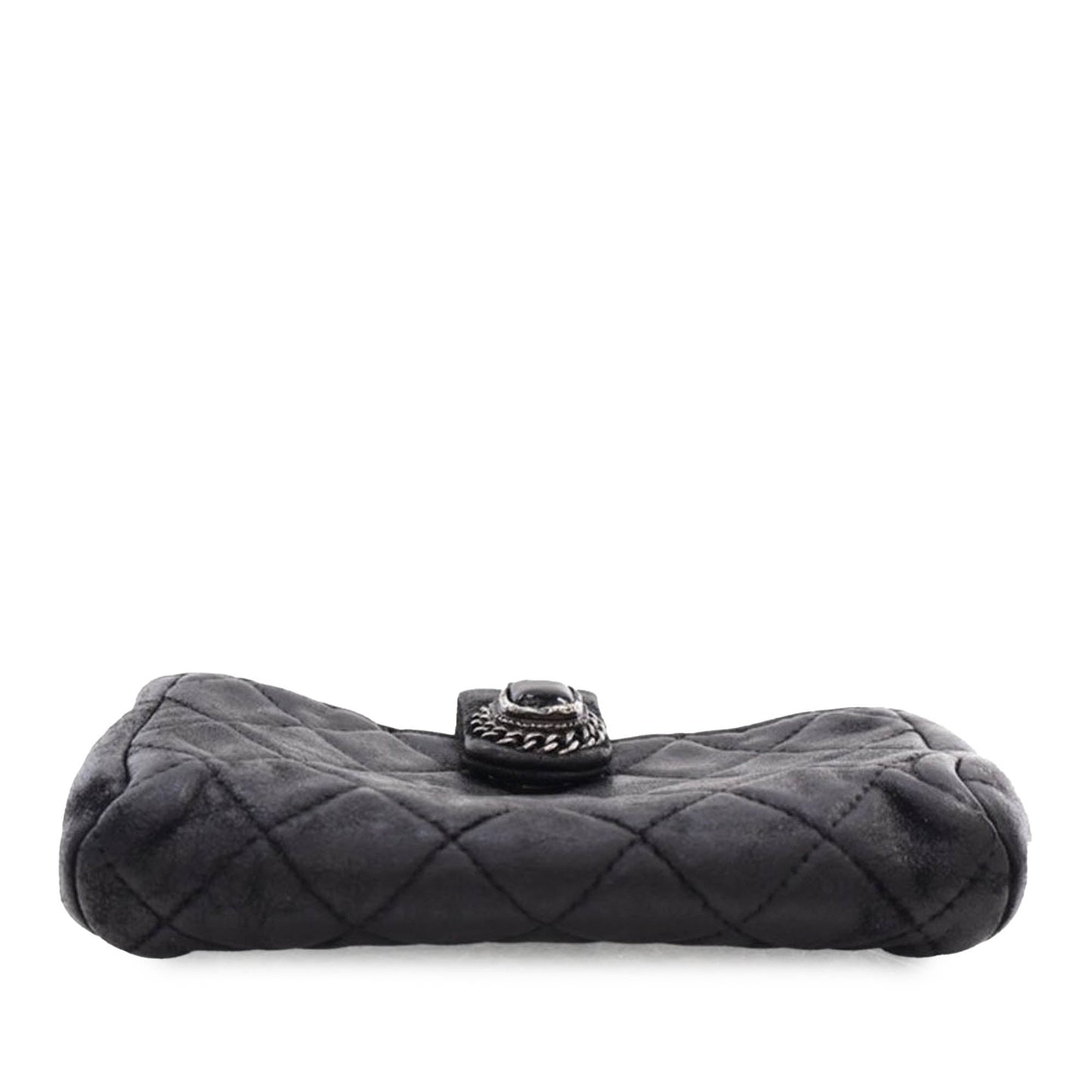 Chanel Mini Quilted Lambskin Beaded Phone Holder With Chain Black