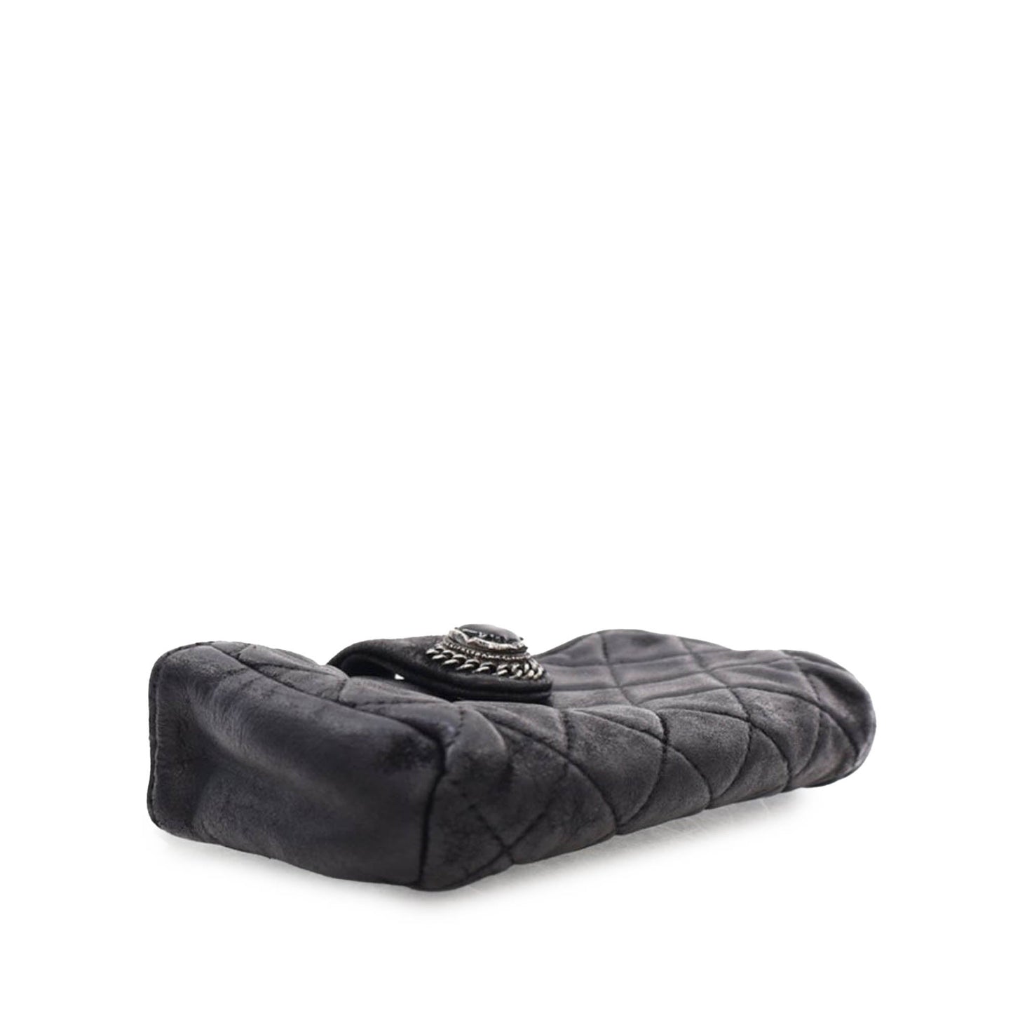 Chanel Mini Quilted Lambskin Beaded Phone Holder With Chain Black