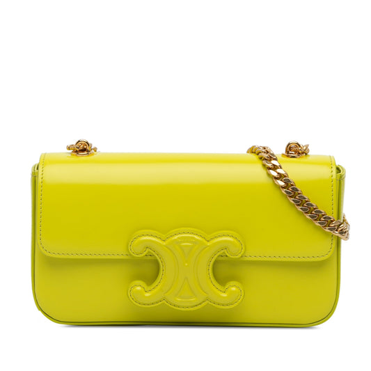 Celine Triomphe Calfskin Cuir Chain Shoulder Bag Yellow
