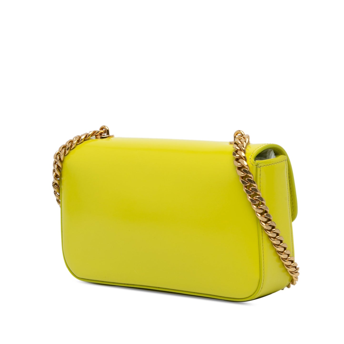 Celine Triomphe Calfskin Cuir Chain Shoulder Bag Yellow