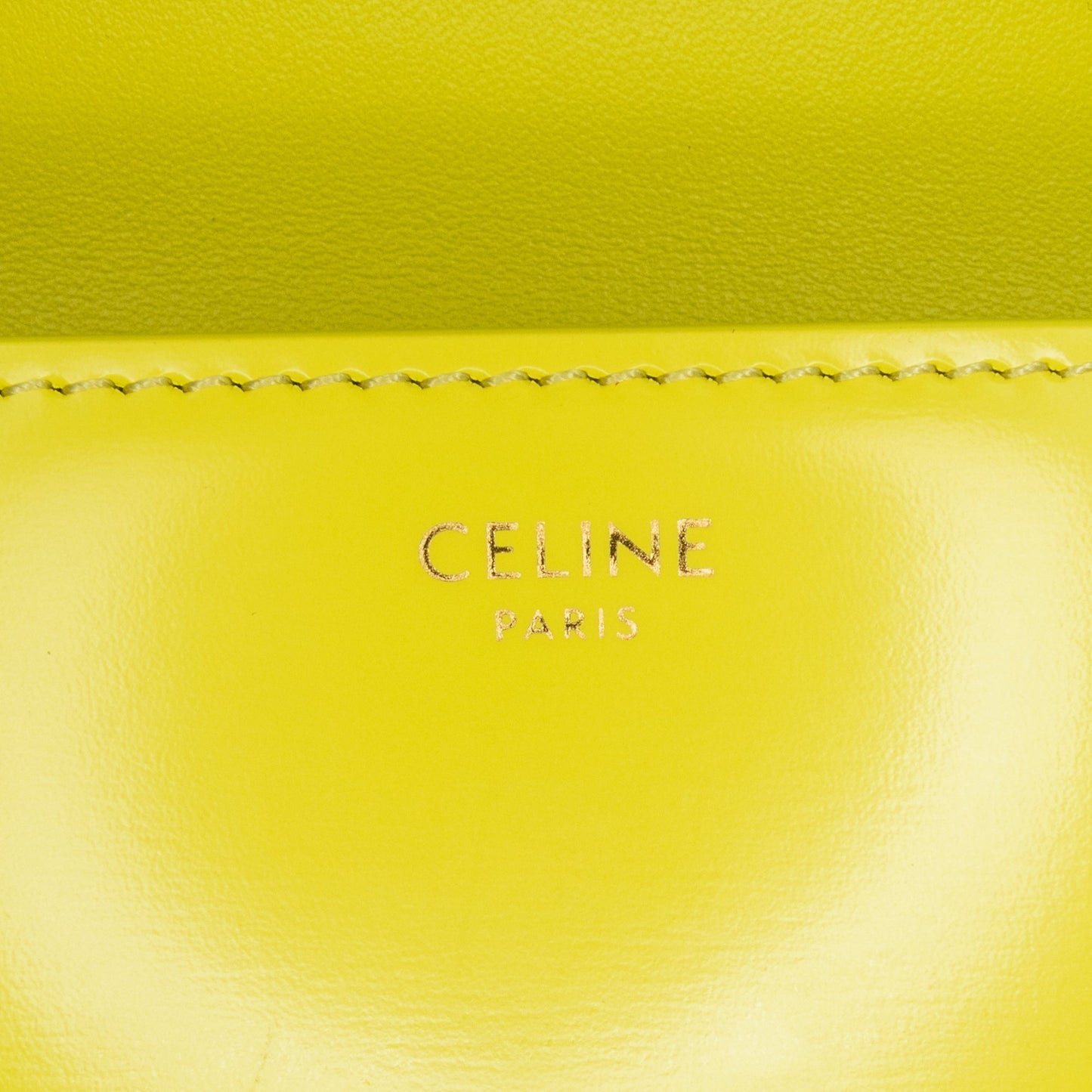 Celine Triomphe Calfskin Cuir Chain Shoulder Bag Yellow