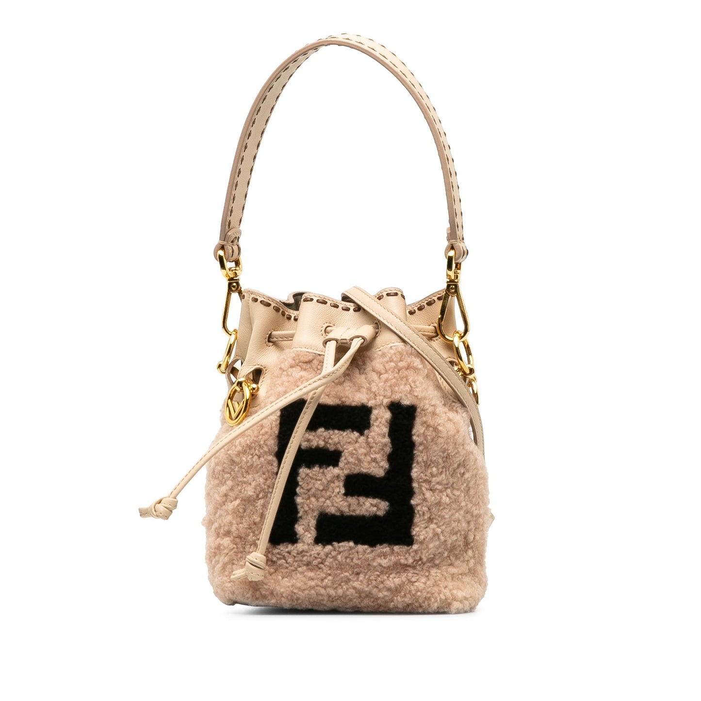 Fendi Shearling Mini Mon Tresor Bucket Bag Pink