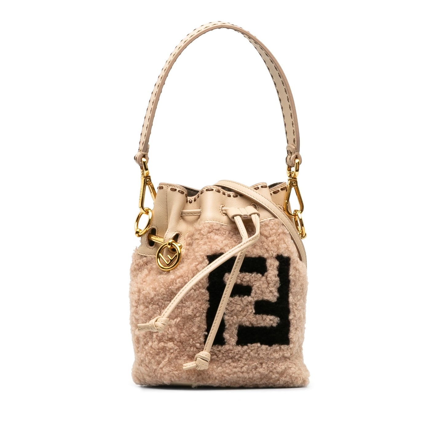Fendi Shearling Mini Mon Tresor Bucket Bag Pink