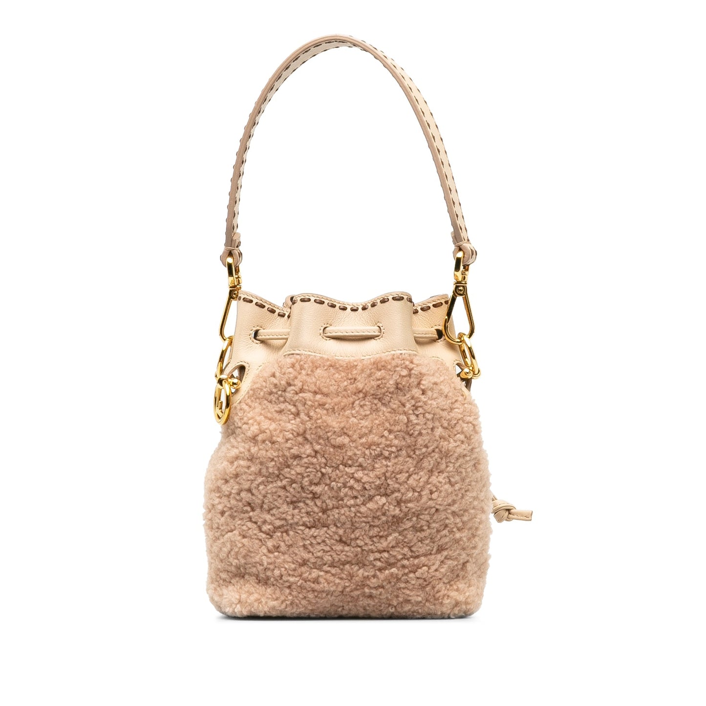 Fendi Shearling Mini Mon Tresor Bucket Bag Pink