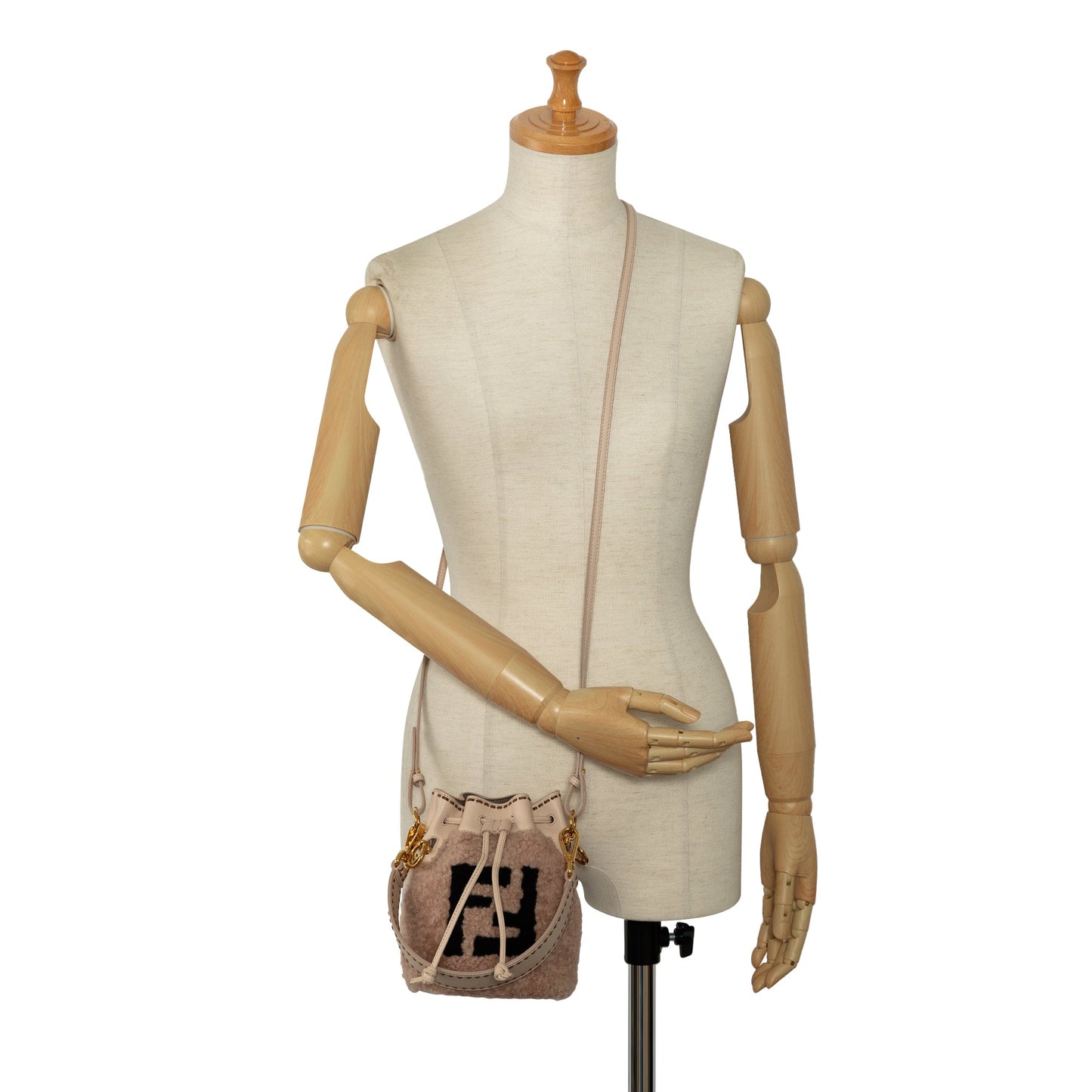 Fendi Shearling Mini Mon Tresor Bucket Bag Pink