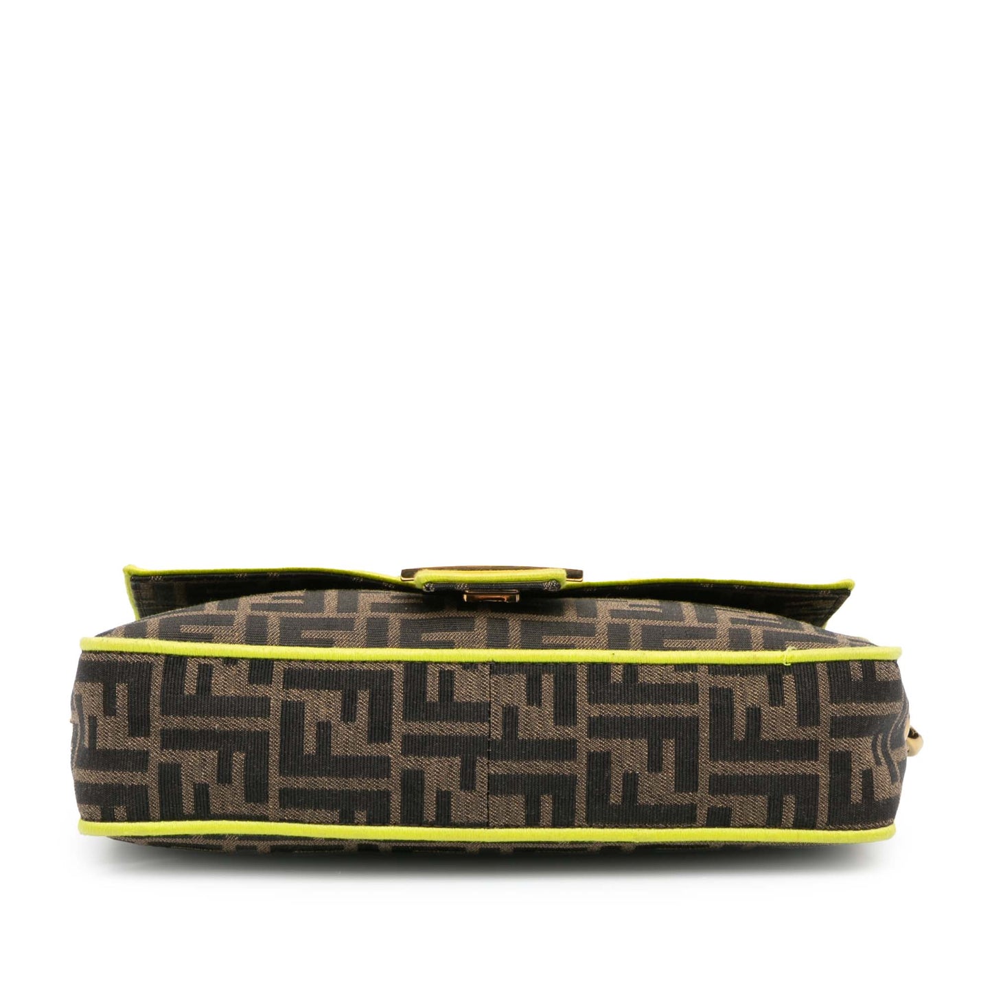 Fendi Medium Zucca Canvas Fluo Trim Baguette Satchel Brown
