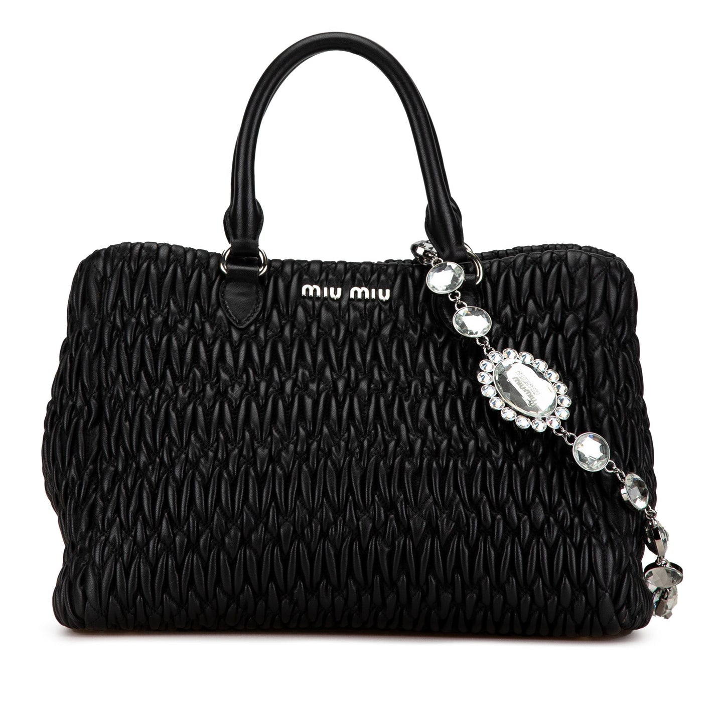 Miu Miu Matelasse Nappa Crystal Satchel Black