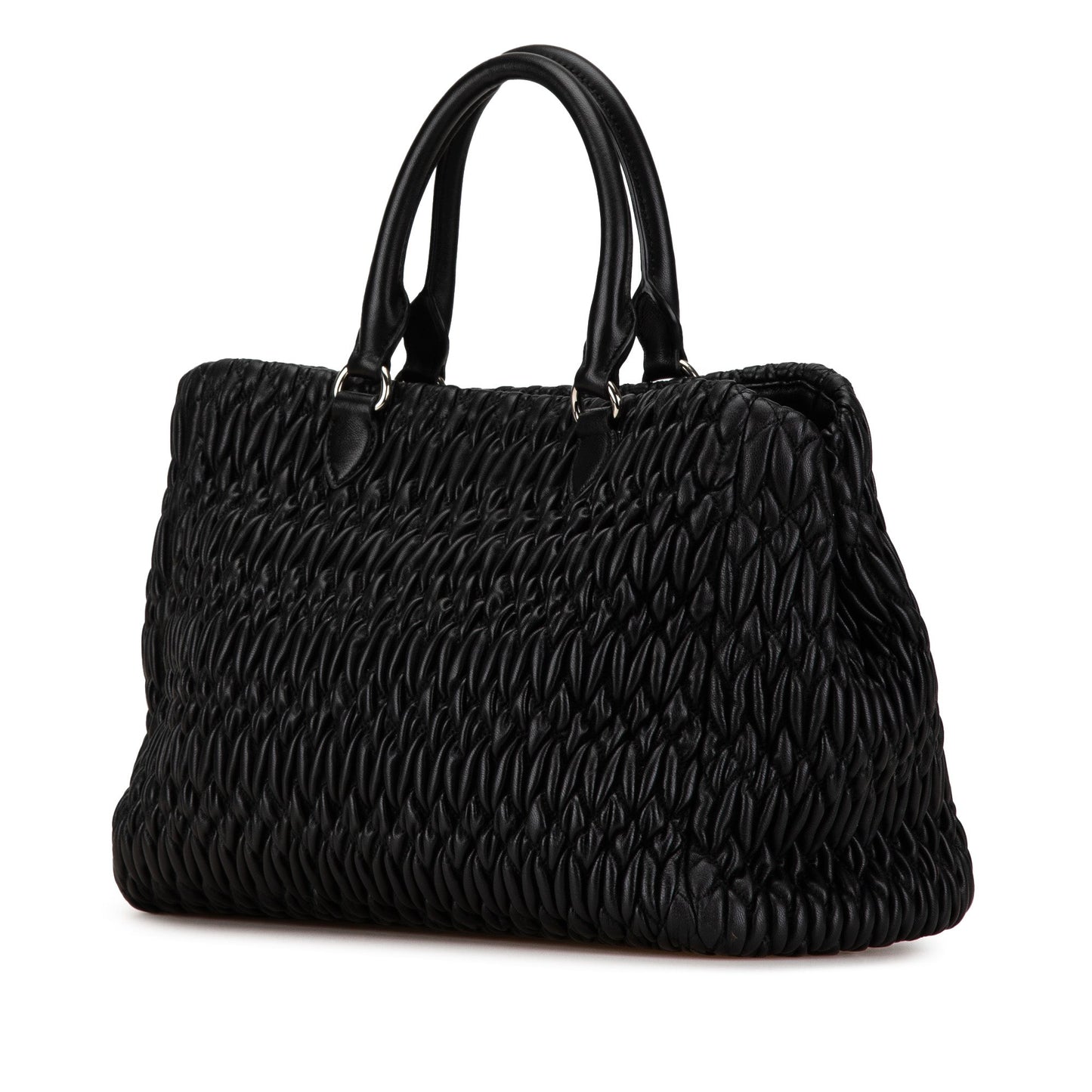 Miu Miu Matelasse Nappa Crystal Satchel Black