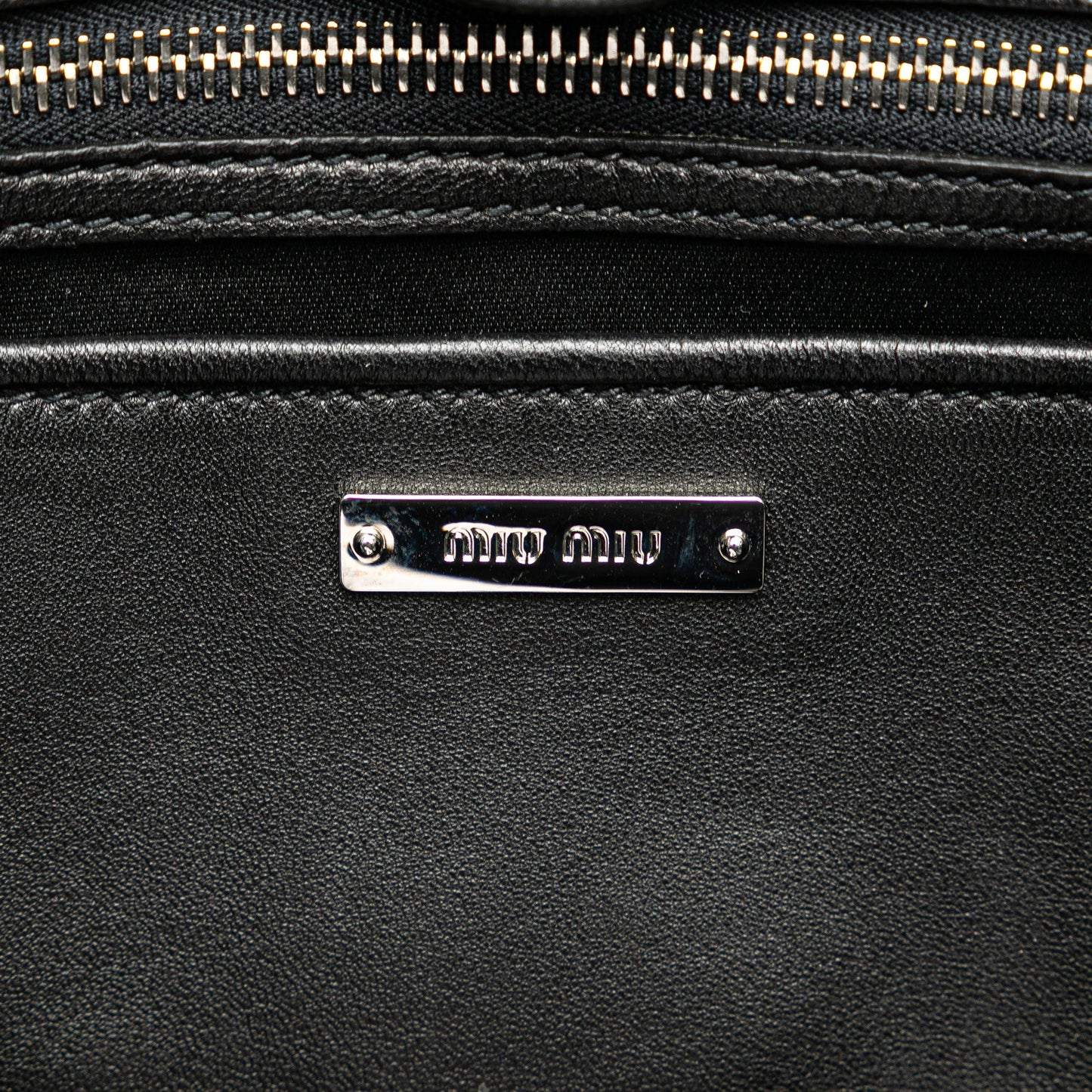 Miu Miu Matelasse Nappa Crystal Satchel Black