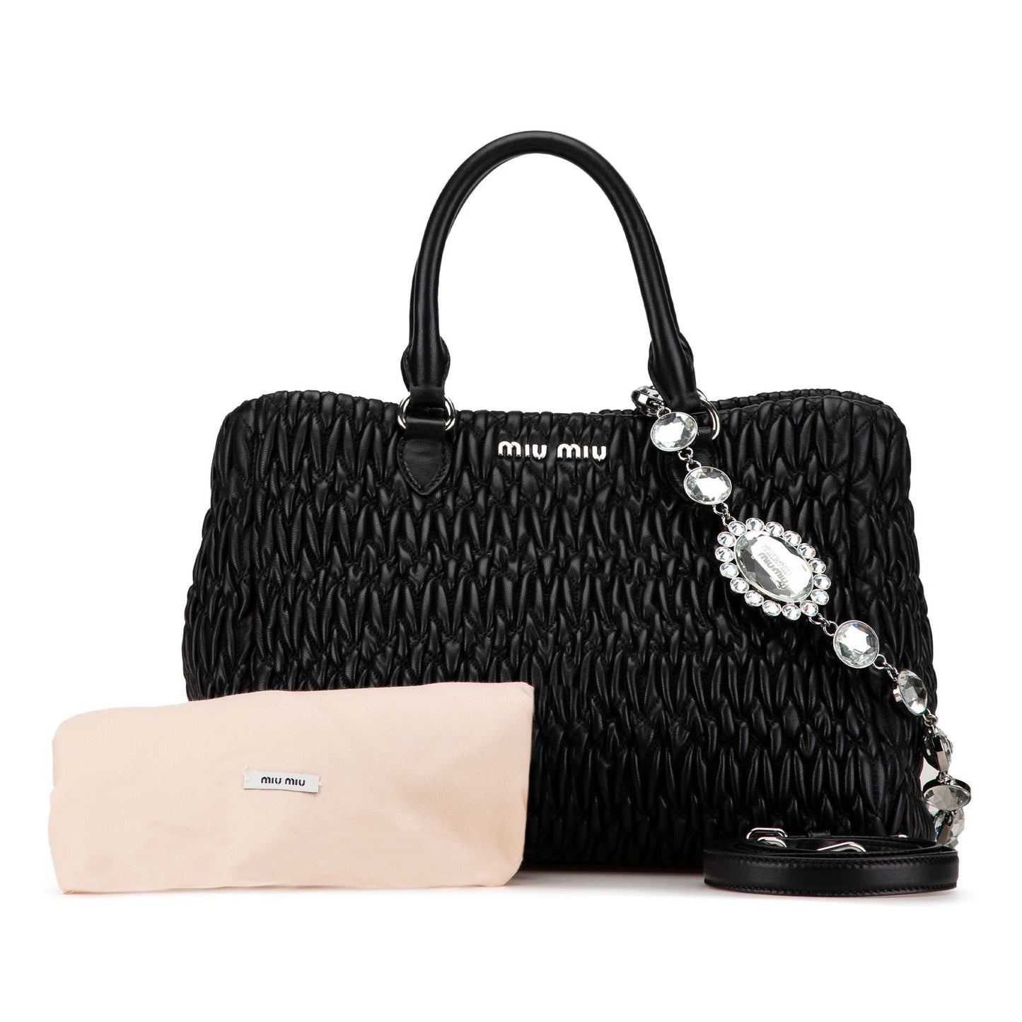 Miu Miu Matelasse Nappa Crystal Satchel Black