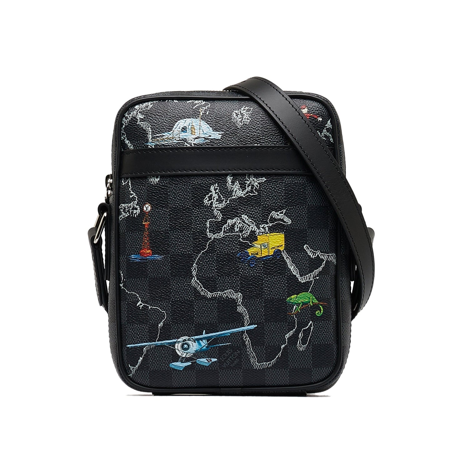 Louis Vuitton Damier Graphite Renaissance Map Danube Slim PM Black