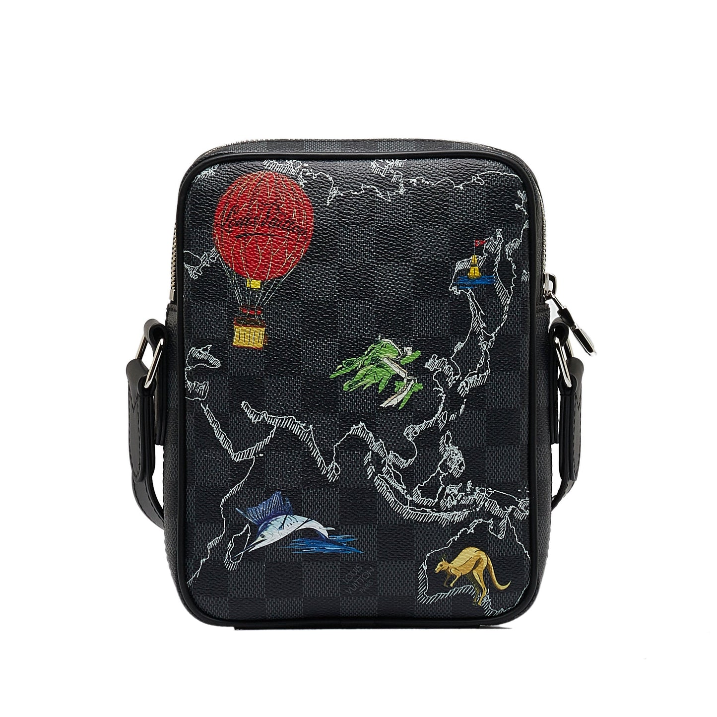 Louis Vuitton Damier Graphite Renaissance Map Danube Slim PM Black