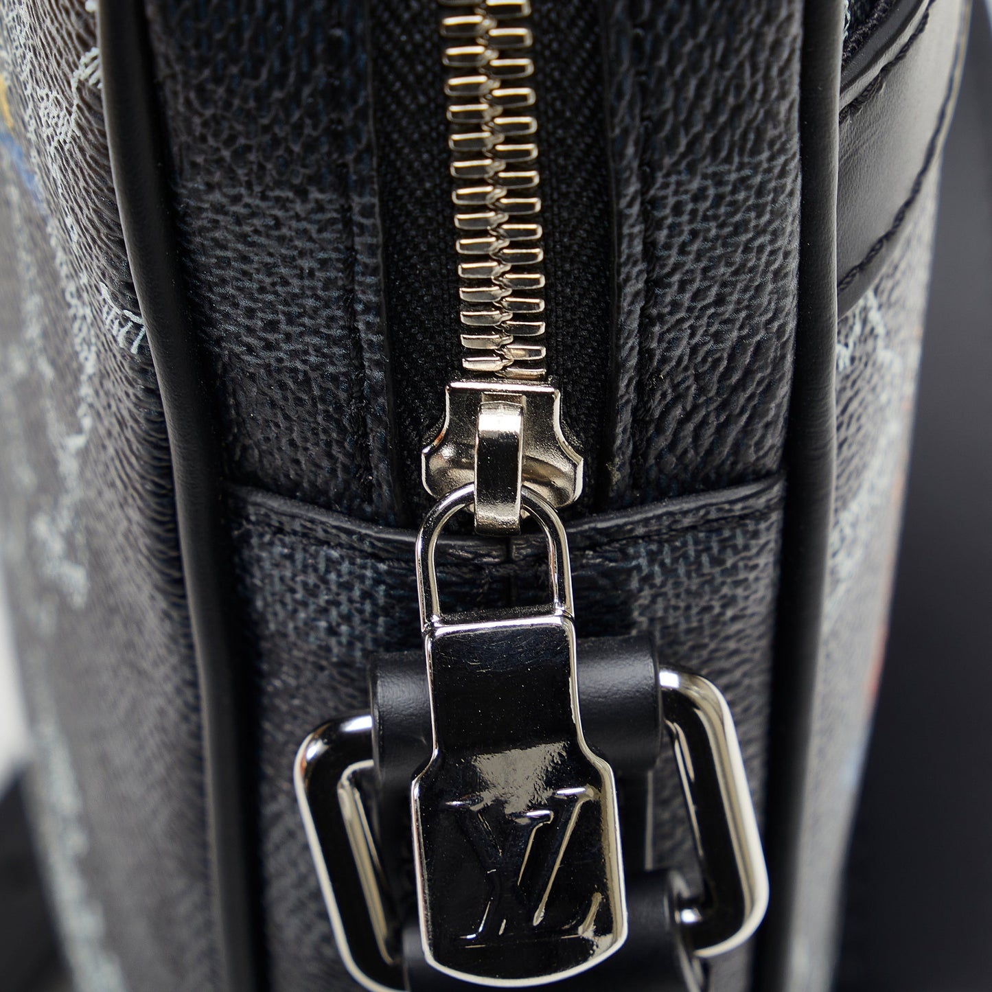 Louis Vuitton Damier Graphite Renaissance Map Danube Slim PM Black