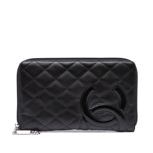 Chanel Lambskin Cambon Ligne Zippy Organizer Wallet Black
