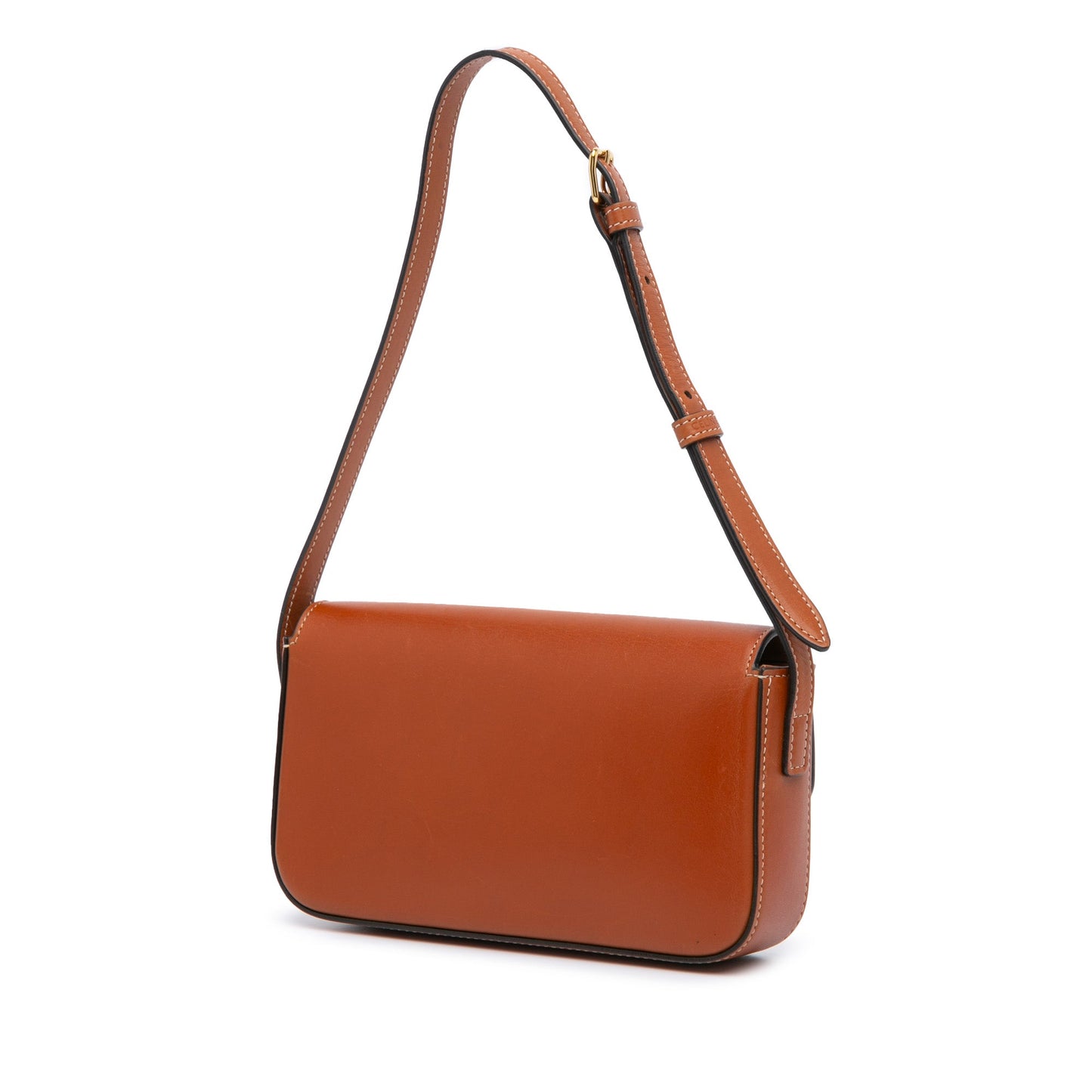 Celine Leather Triomphe Claude Shoulder Bag Brown